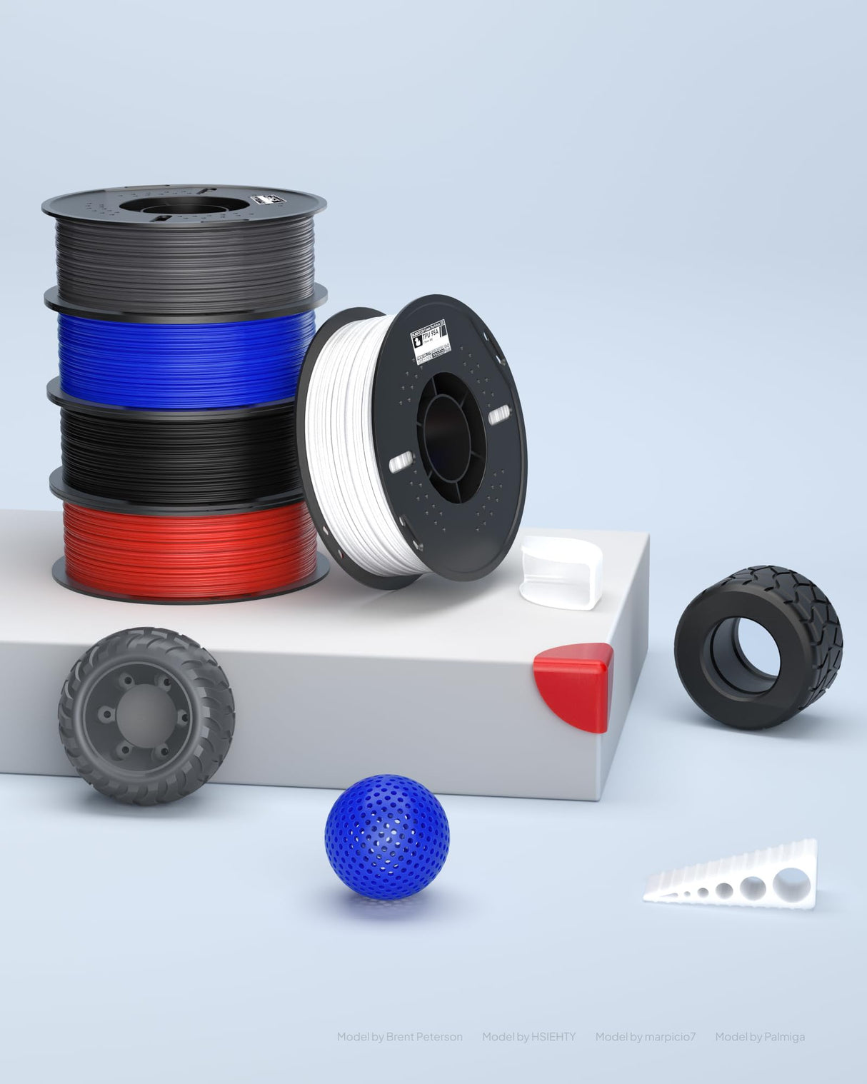 ELEGOO TPU Filament 1.75mm Red 1KG, 95A Flexible Soft 3D Printing Filament Dimensional Accuracy +/- 0.02mm, 1KG Spool(2.2lbs) for Most FDM 3D Printers ELEGOO