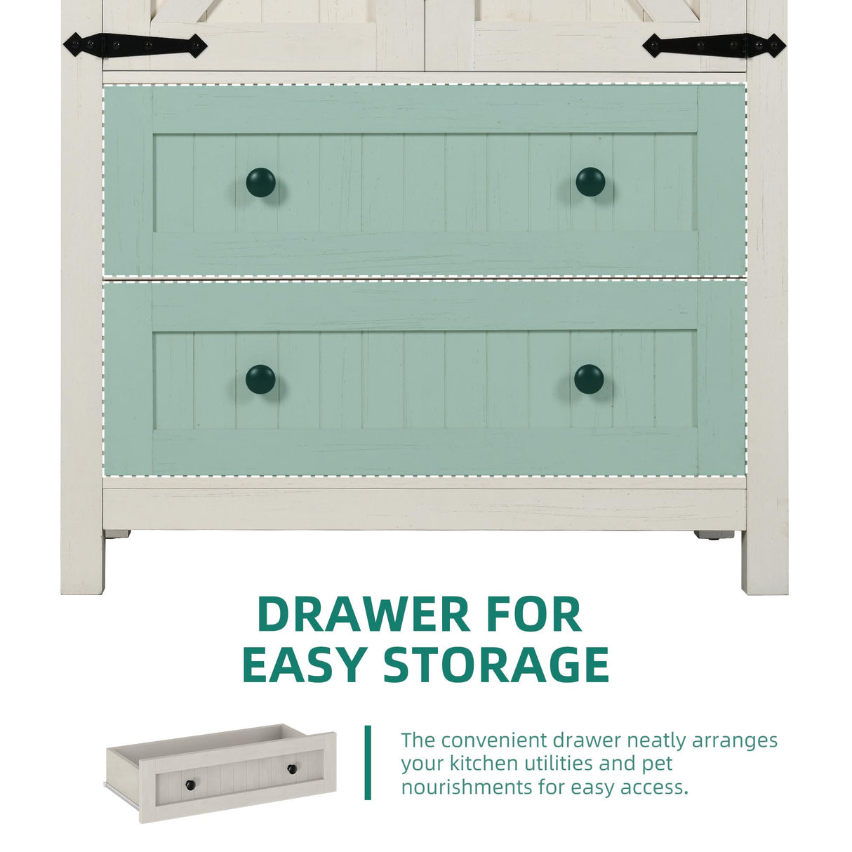 YITAHOME Farmhouse Kitchen Pantry Cabinet, 64.5" Tall Storage Cabinet with 2 Drawers & Adjustable Shelves, Ideal for Kitchen, Living Room, or Entryway, White YITAHOME