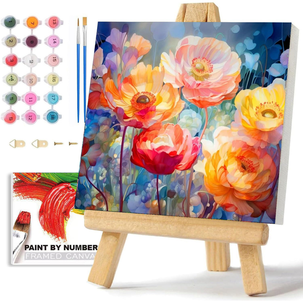 WEMEON Framed Paint by Number Kit for Adults-Easy Paint by Numbers Kit for Adults Beginner, Simple Paint by Numbers Flower for Gift Home Wall Decor (10x10Inch) WEMEON