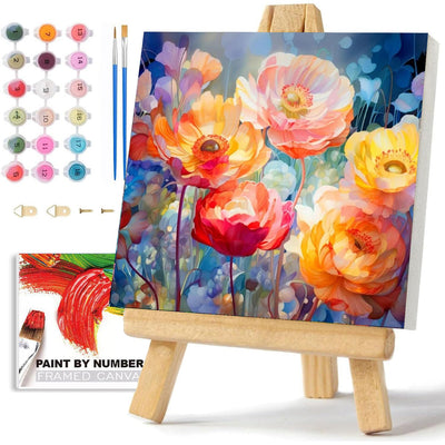 WEMEON Framed Paint by Number Kit for Adults-Easy Paint by Numbers Kit for Adults Beginner, Simple Paint by Numbers Flower for Gift Home Wall Decor (10x10Inch)