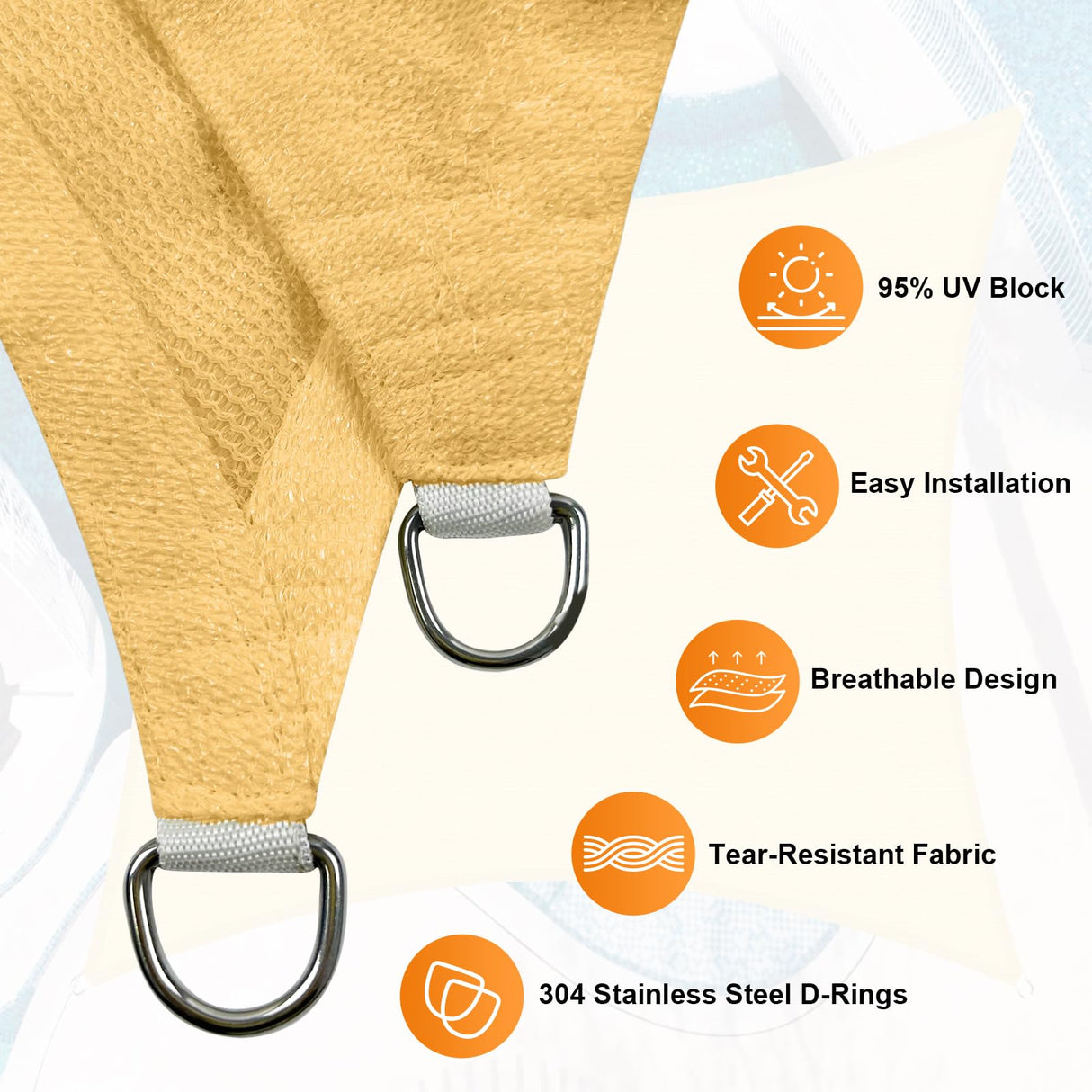 Artpuch Sun Shade Sail, 10'x13' Sand Rectangle, Curved Edged Commercial Grade 185GSM Permeable Outdoor Shade Cloth for Deck, Backyard, Patio (Custom Sizes Made) Artpuch