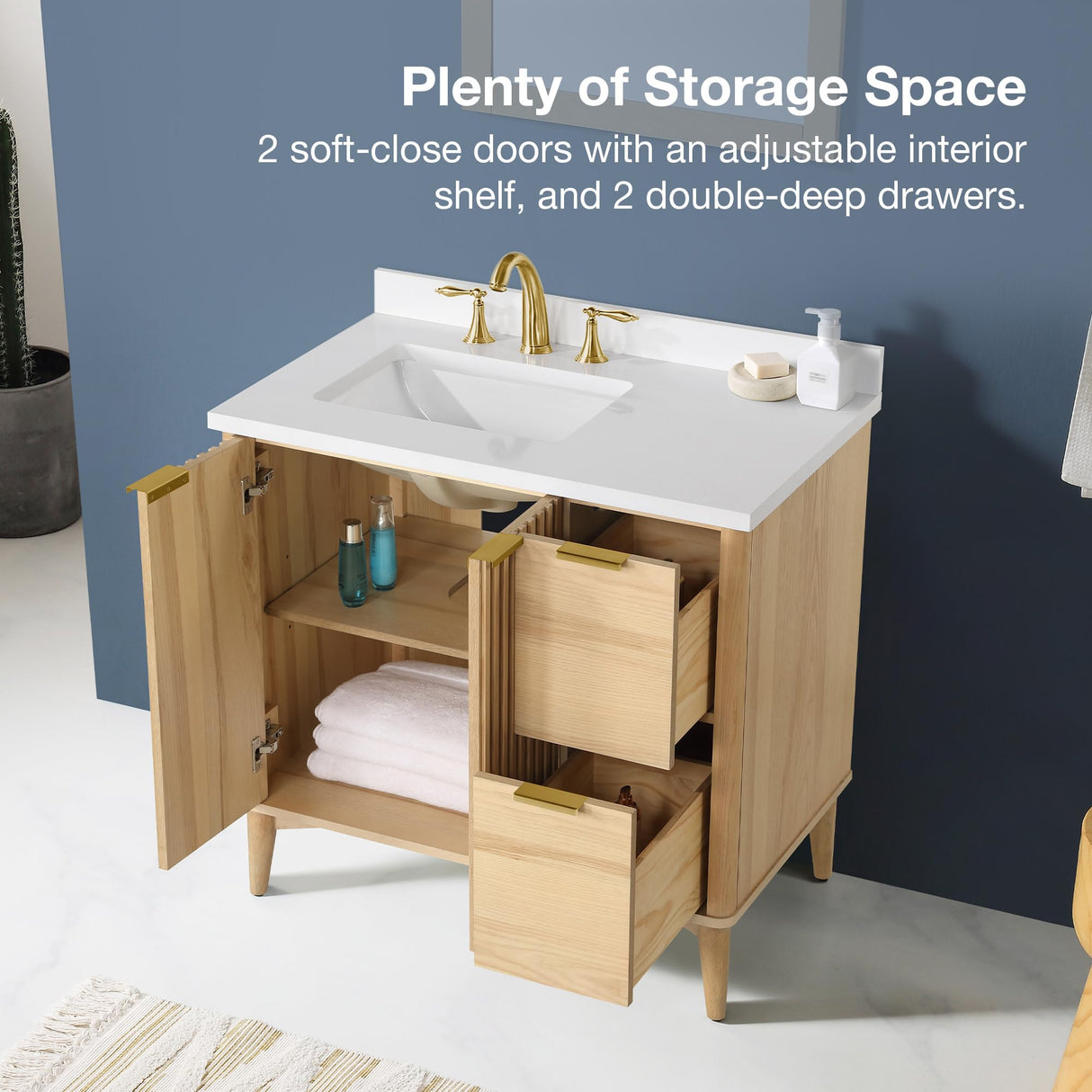 OVE Decors Indy 36 in. Undermount Single Sink Bathroom Vanity with White Engineered Marble Top, Rustic Ash OVE Decors