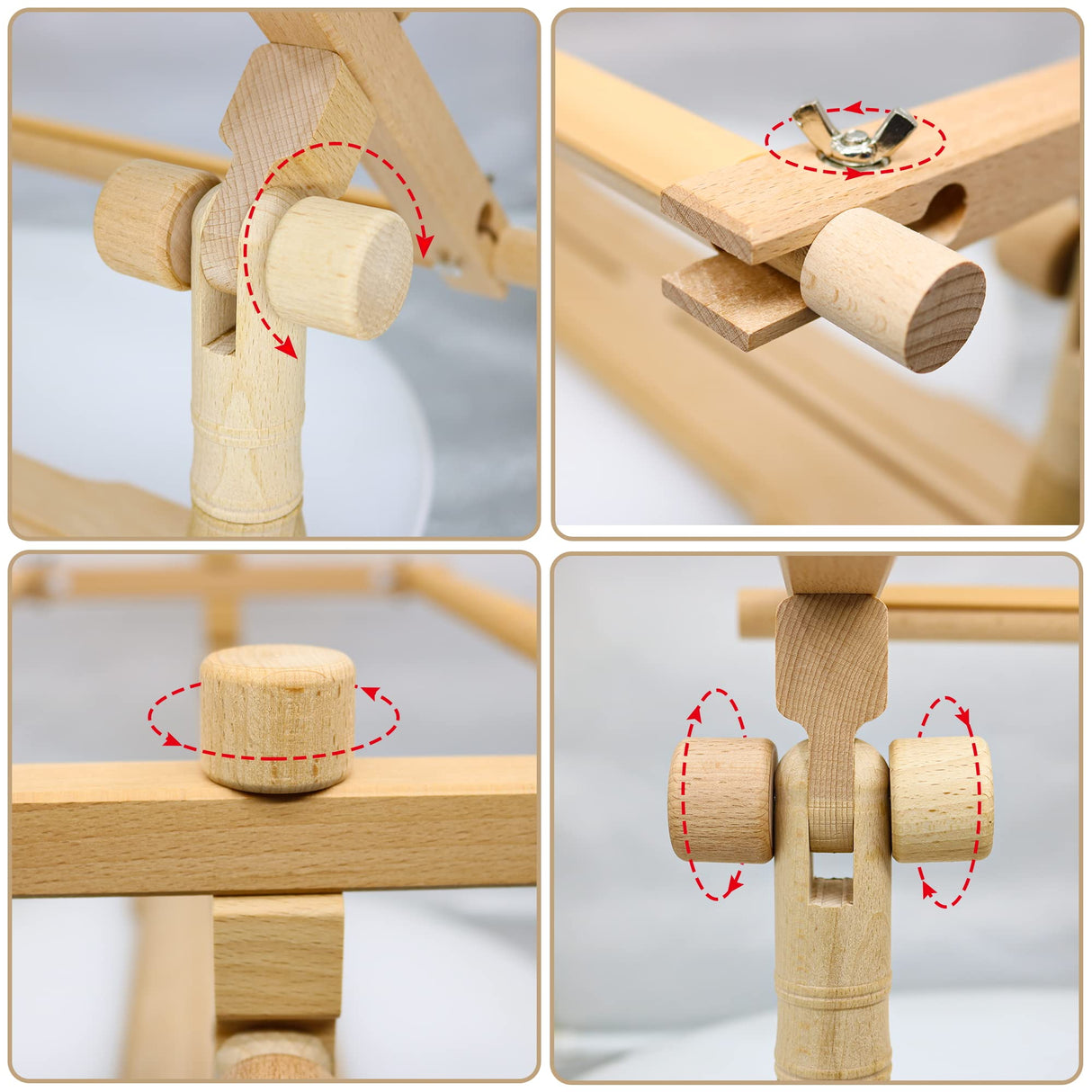 Adjustable Embroidery Stand - Guofa Embroidery Hoop Stand Beech Wood Embroidery Frame Rotated Cross Stitch Stand Embroidery Hoop Holder for Stitching Sewing Craft guofa