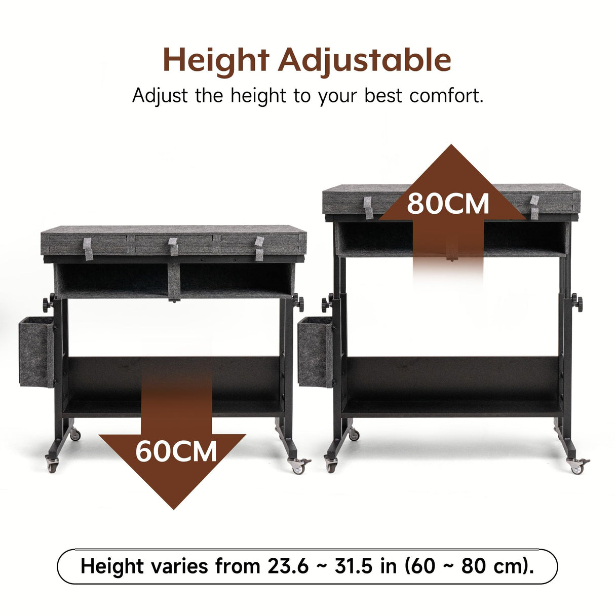 Tektalk 2000 Piece Foldable Felt Jigsaw Puzzle Table with Height Adjustment, Puzzle Board for Adults with 2 Cover & 8 Sorting Trays/Drawers, Easel with Legs, Enclosed with 4 Roller Wheels - Dark Gray Tektalk