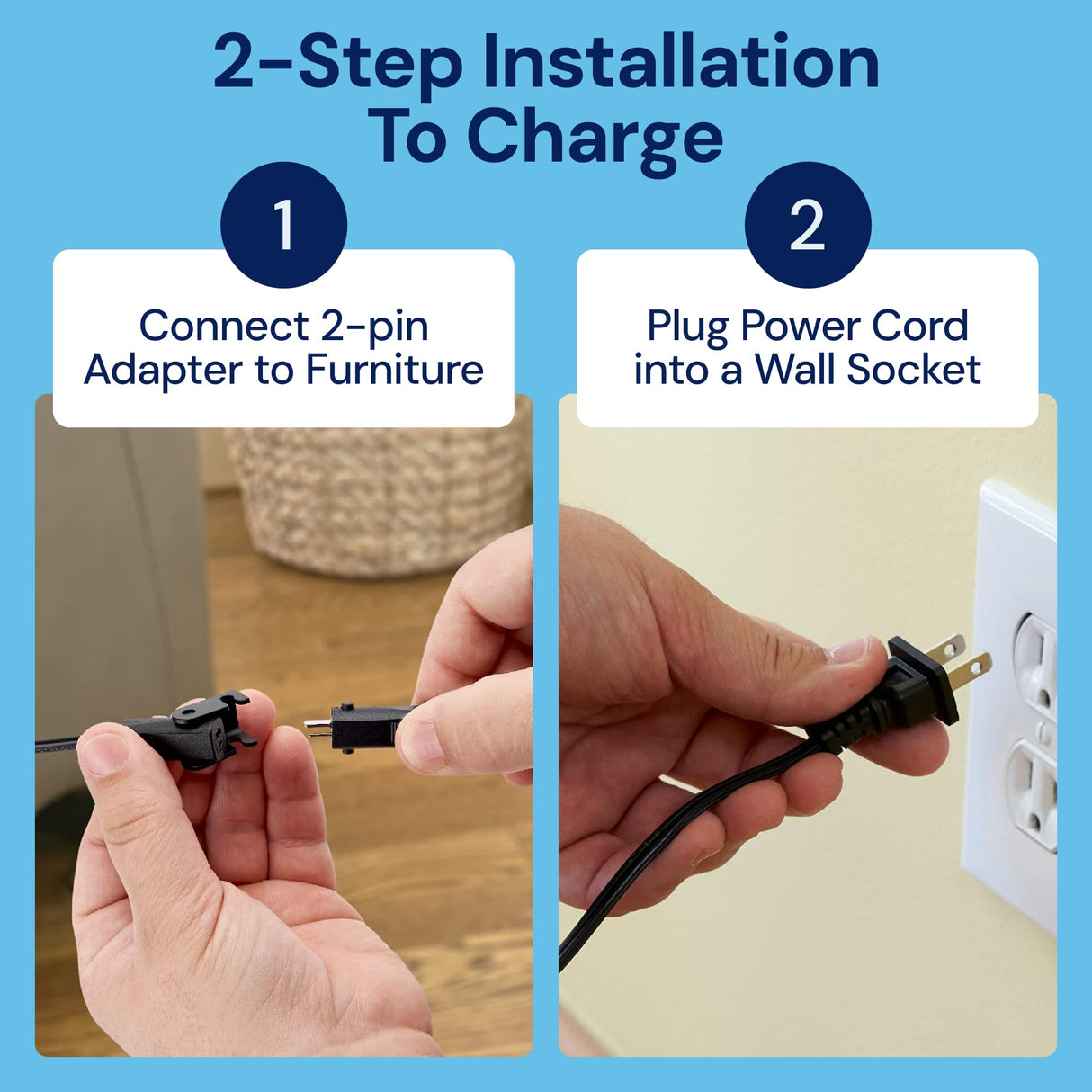The Blue Cactus Universal Battery Pack for Reclining Furniture with LCD Display- Wireless 2500mAh Rechargeable Battery for Electric Recliner, Power Sofa, Couch, Lift Chair- Fits 2-Pin Motion Furniture The Blue Cactus Company