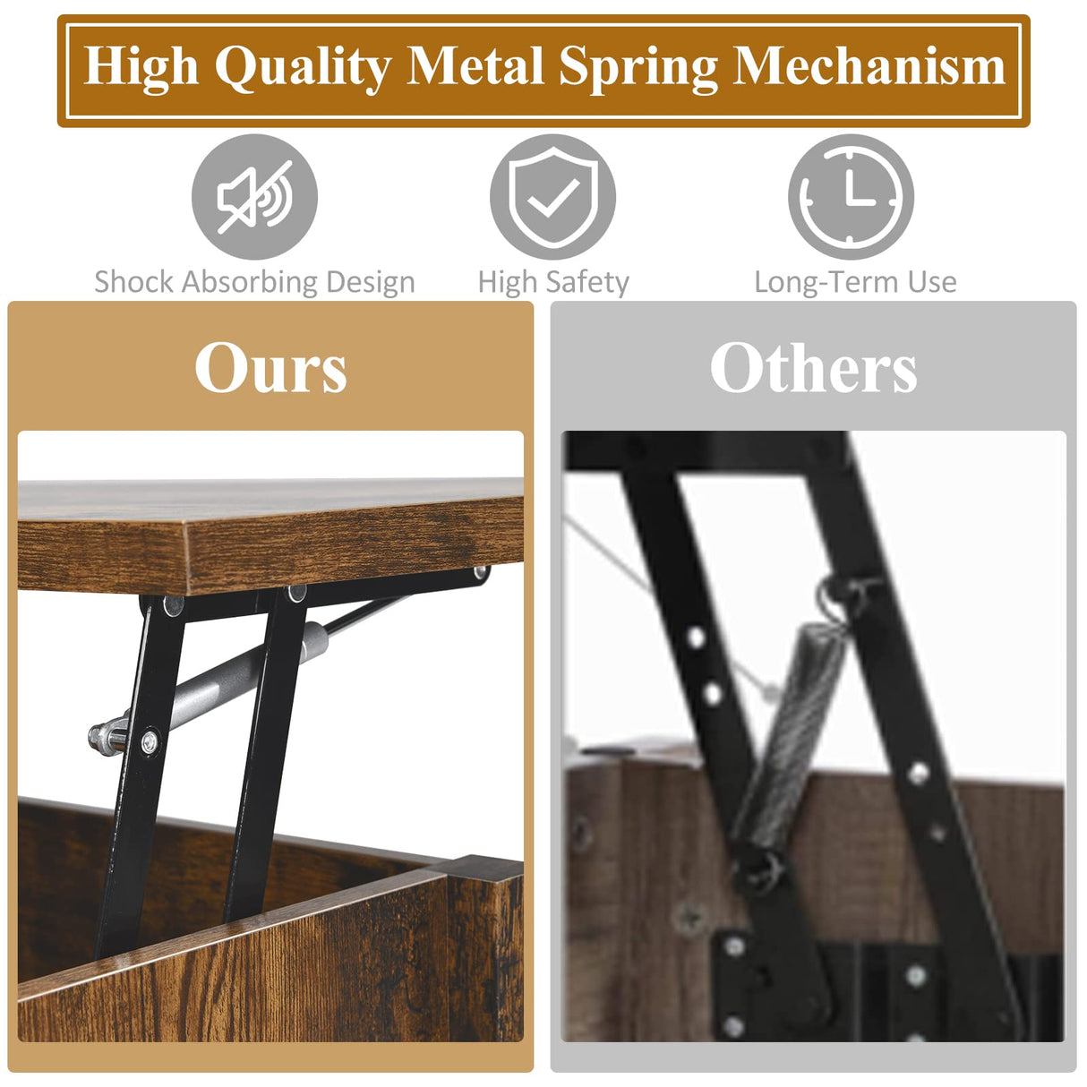 Tangkula Wood Lift Top Modern Coffee Table w/Hidden Compartment and Open Storage Shelf for Living Room Office Reception Room(Rustic Brown) Tangkula