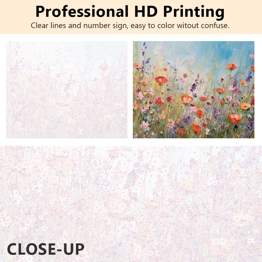 TUMOVO Abstract Flowers Paint by Numbers for Adults DIY Paint by Number Kits on Canvas Acrylic Painting by Numbers with Brushes Canvas Gifts Art Crafts for Home 16"x20"(Frameless) TUMOVO