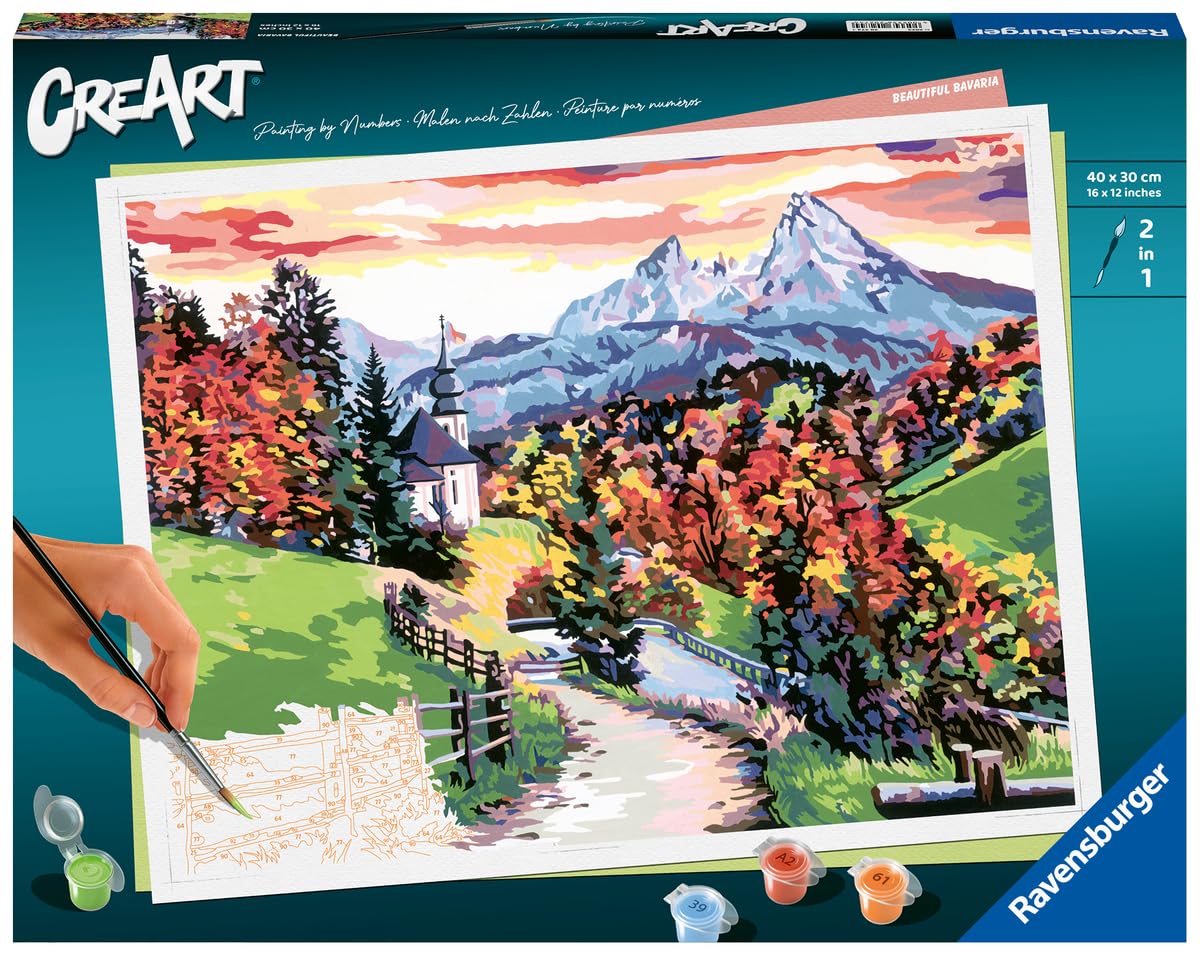 Ravensburger CreArt Beautiful Bavaria Paint by Numbers Kit for Adults - Painting Arts and Crafts for Ages 14 and Up Ravensburger