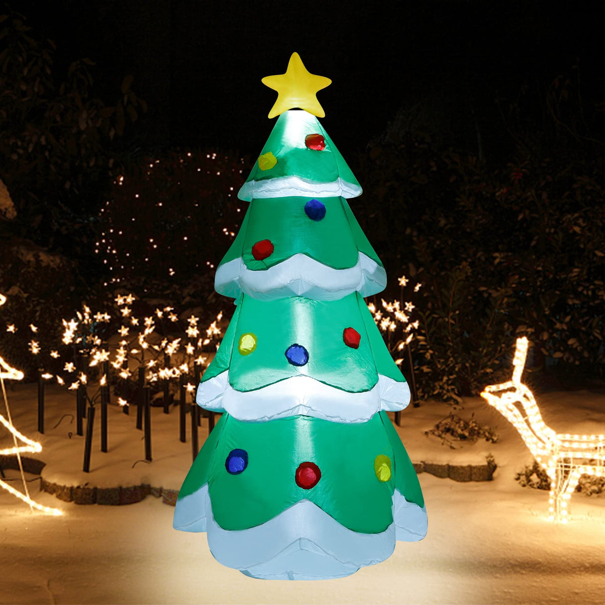 DR.DUDU 5 FT Inflatable Christmas Tree, LED Light up Xmas Tree Blow up Decorations for Christmas Party Indoor Outdoor Yard Garden Lawn Holiday Party DR.DUDU