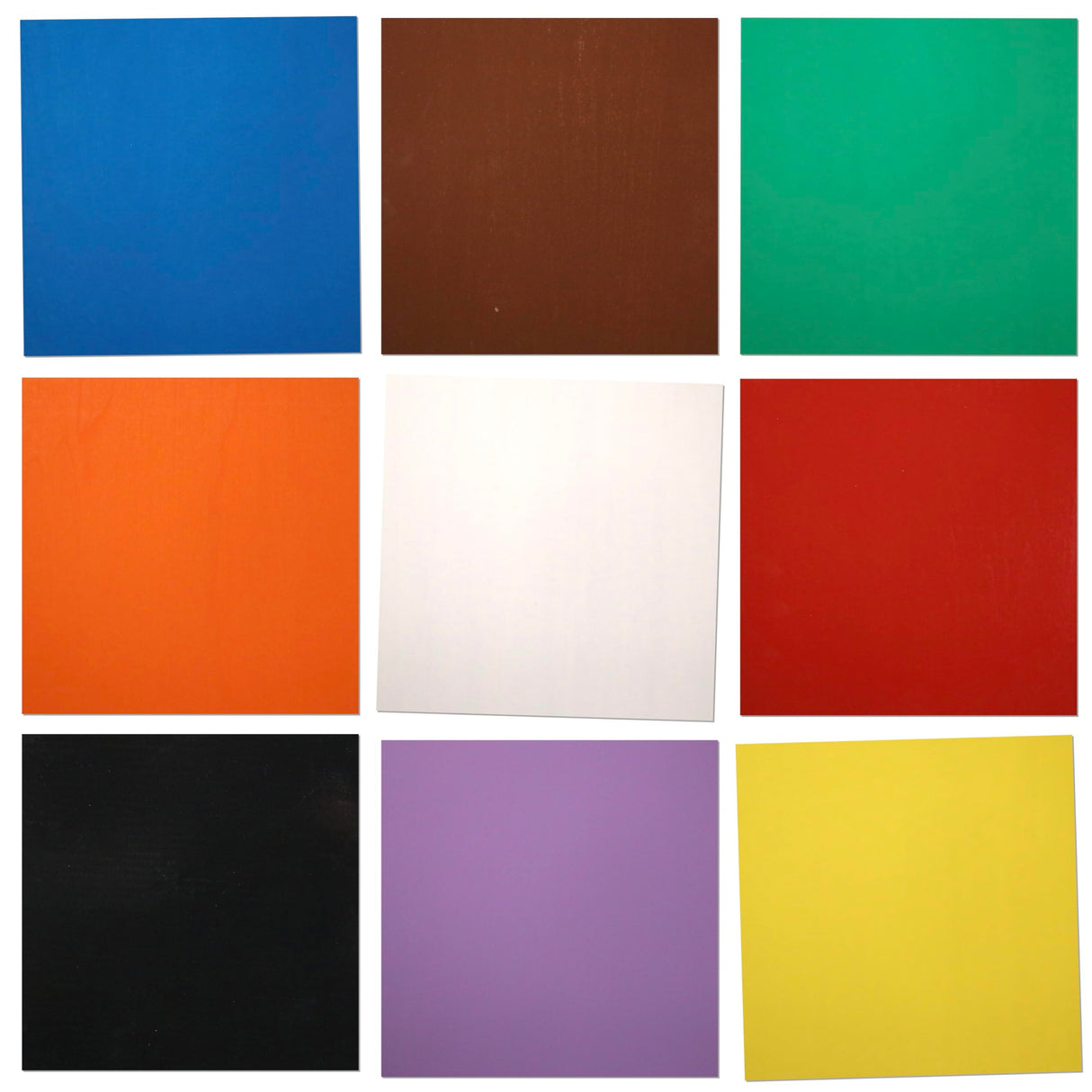 Maker Boards Colors Line of Double Sided Painted 1/8" Basswood Plywood Sheets, 12x12 inches, 1/16th and 1/8th Thickness, 17 Colors Available, Laser Safe, Diode Laser Compatible. Craft Closet