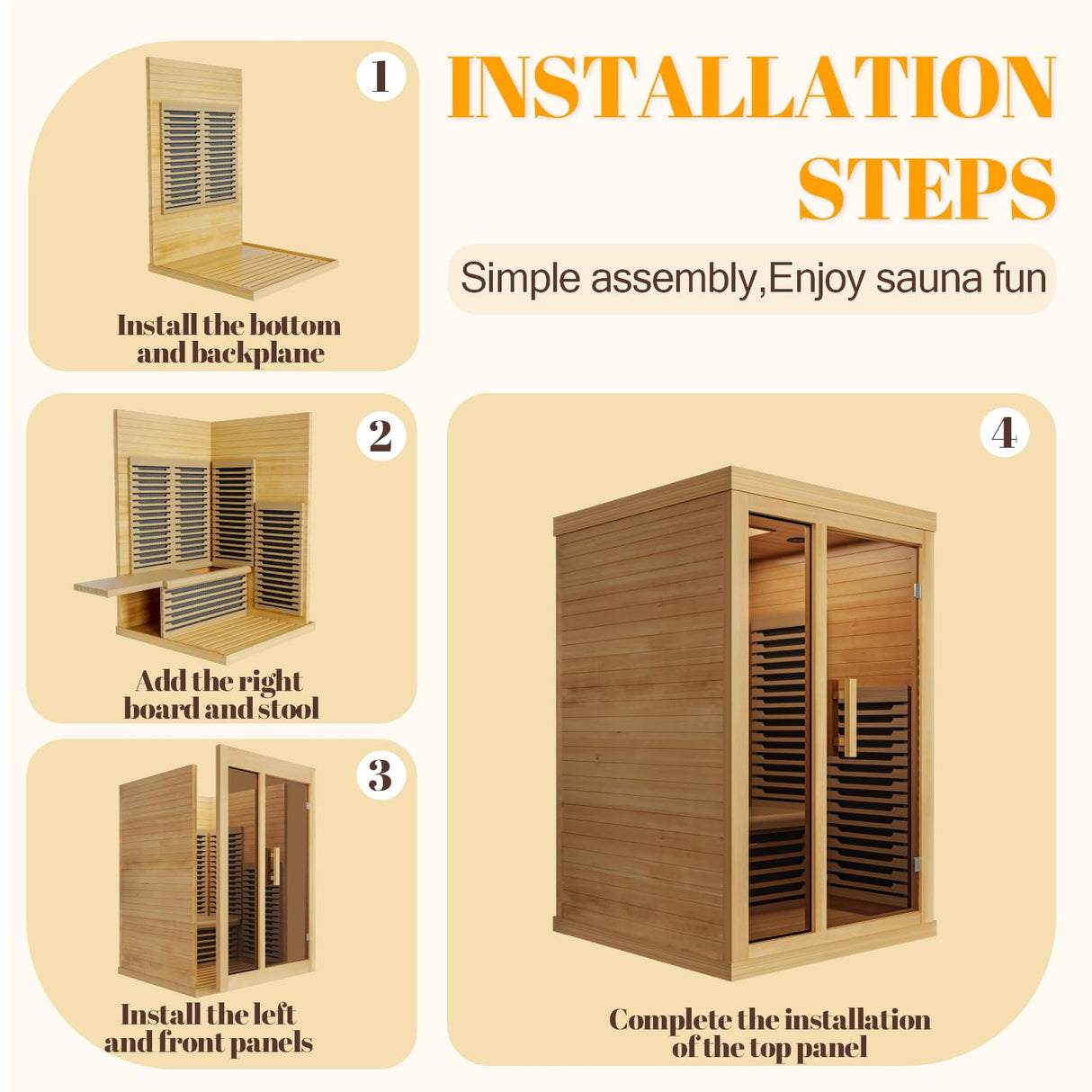 Tehanld Far Infrared Wooden Sauna Low EMF- 2 Person Personal Sauna for Home Use, Full Spectrum Infrared Sauna, Dual Tempered Glass & Bluetooth Speakers - Indoor Sauna 2000W, Natural Wood Tehanld