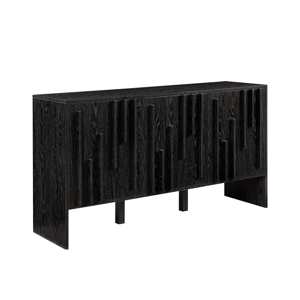 Walker Edison Contemporary Detailed 3-Door Sideboard, 55 Inch, Black Walker Edison