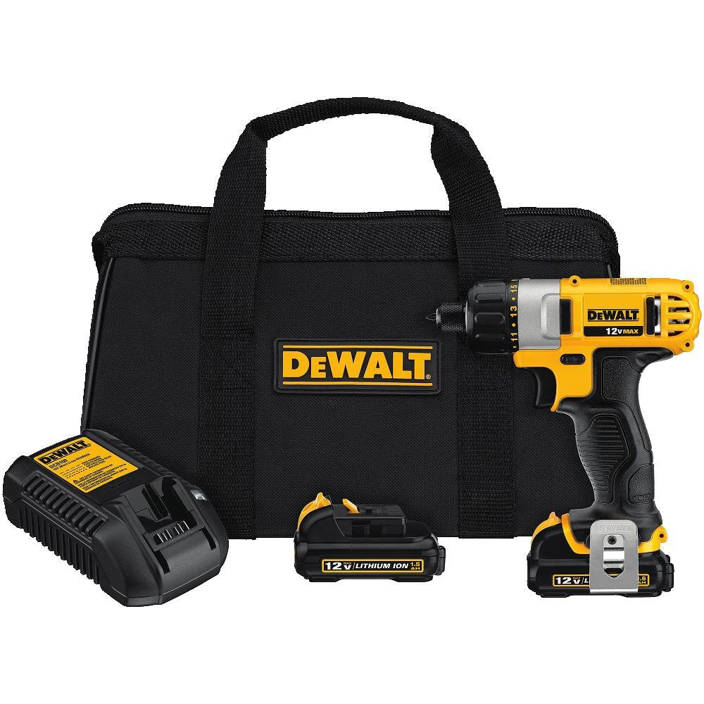 DEWALT 12V MAX Cordless Screwdriver, 1/4-Inch Hex Chuck, 1-Inch Bit Tips, Electric (DCF610S2) DEWALT