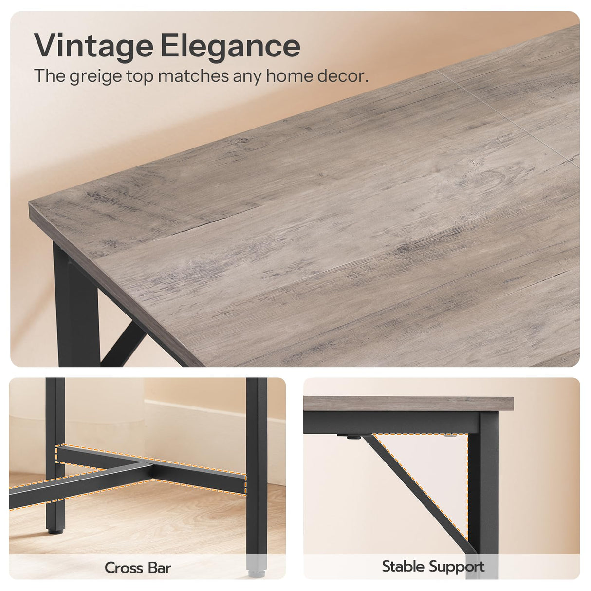 HOOBRO Bar Table with Charging Station, Rectangular Pub Table, High Top Coffee Table, Counter Bar Height Table, Narrow Long Dining Table, 35.4" L x 15.7" W x 35.6" H, Greige BG90UBT01 HOOBRO