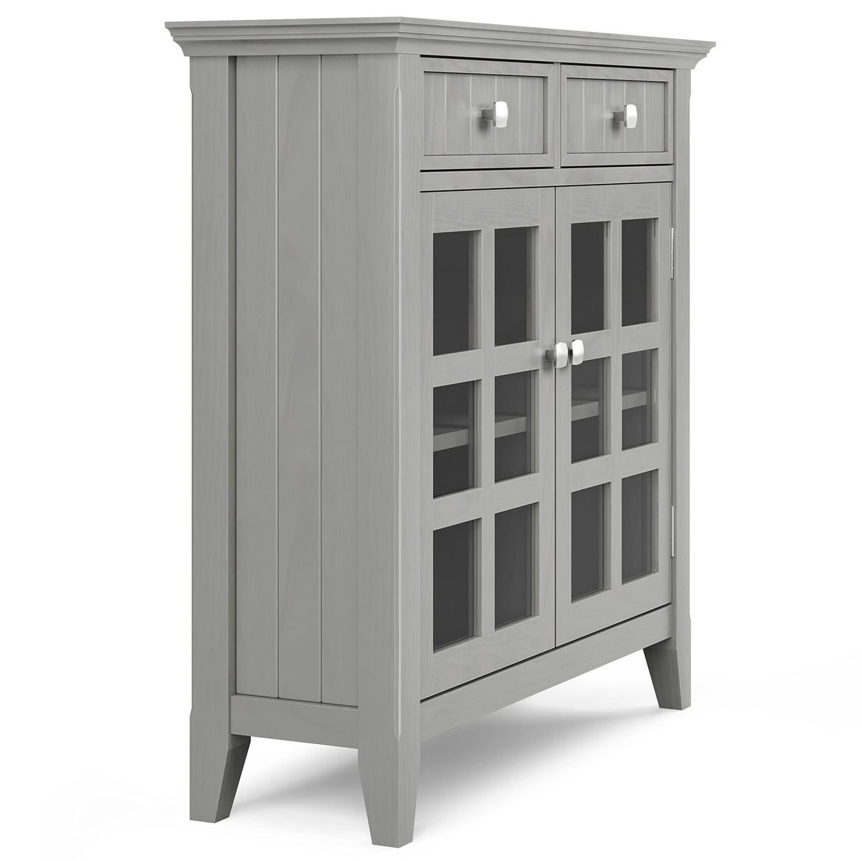 SIMPLIHOME Acadian SOLID WOOD 36 Inch Wide Rustic Entryway Hallway Storage Cabinet in Fog Grey, For the Living Room, Entryway and Family Room SIMPLIHOME