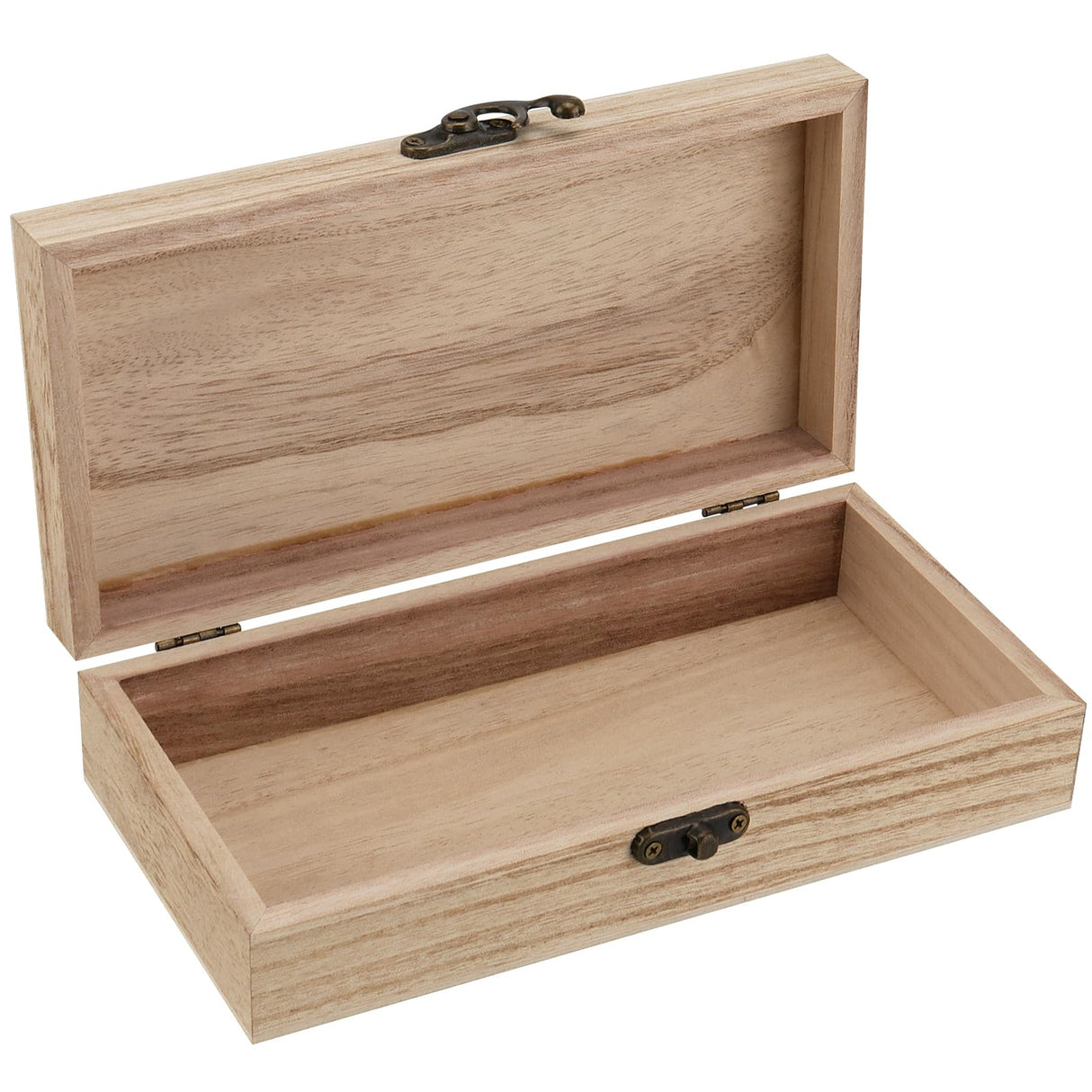 FUNSUEI 10 PCS 7.9 x 3.9 x 2 Inch Wooden Box, Unfinished Wood Box, Wooden Boxes for Crafts, Wood Boxs with Hinged Lid for Jewelry, DIY Craft, Storage, Gift FUNSUEI