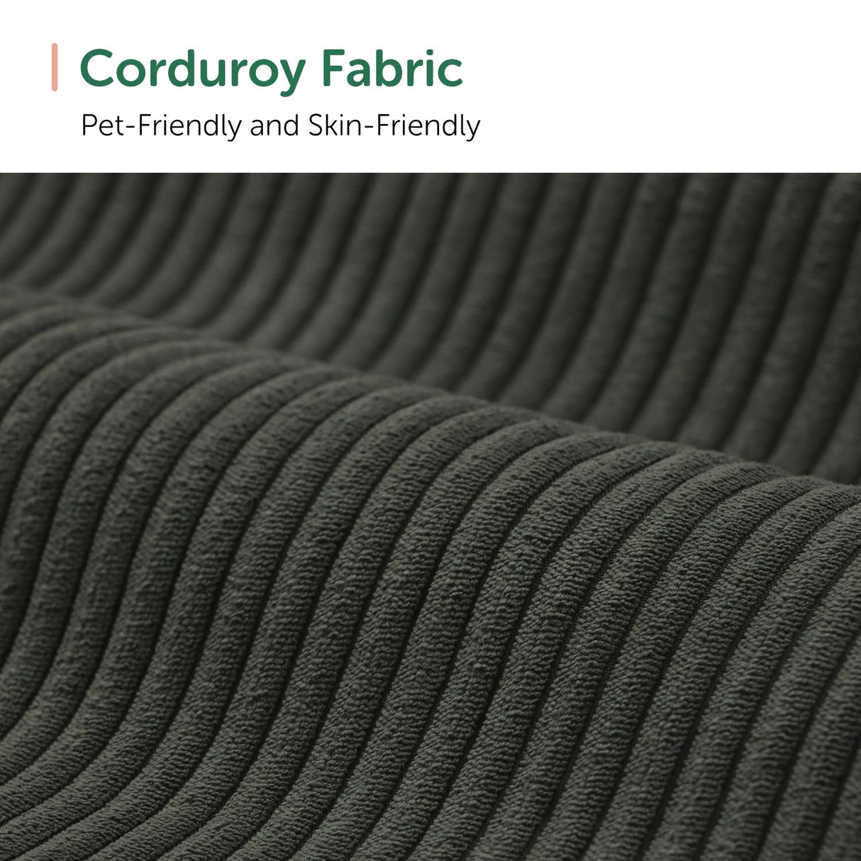 HONBAY Corduroy Modular Sectional Couch with Storage L-Shaped Sectional Couches for Living Room 6 Seater Modular Sofa, Green HONBAY