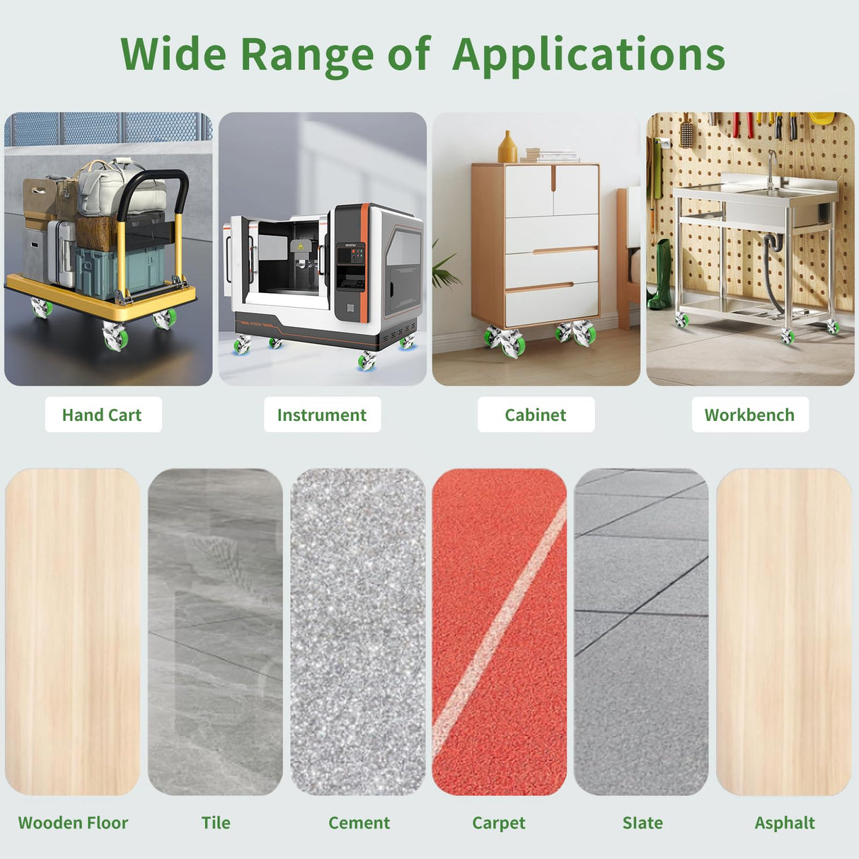 Humagineer 4 Inch Heavy Duty Industrial Grade Caster Set of 4, Industrial Swivel Casters with Brake, Maintenance-Free Aluminum Core PU Wheels 3600 LBS, Durable Casters Wheels for Industrial, Equipment Humagineer