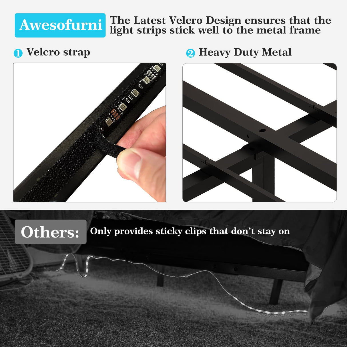 Awesofurni Floating Bed Frame King Size, King Bed Frame with Smart LED Lights, Heavy Duty Modern Metal Platform Bed No Box Spring Needed - Easy Assembly and Noise Free Awesofurni