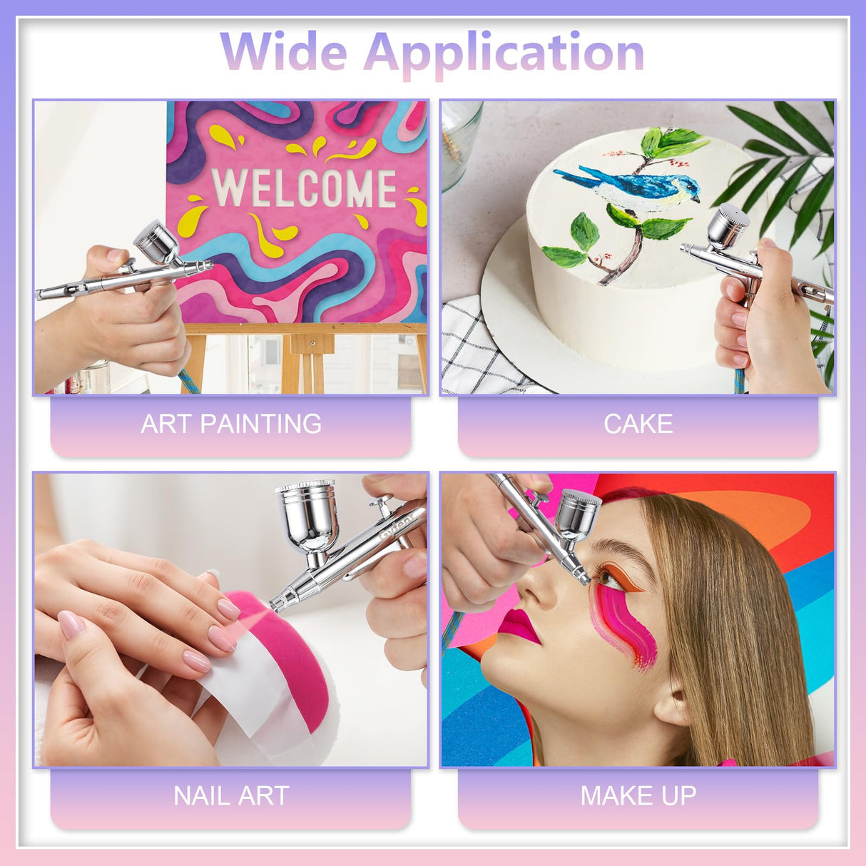 Gyfent Airbrush Kit, Airbrush Gun with 4 Quick-Release Nozzle Sets(0.2/0.3/0.5/0.8mm) Dual-Action Gravity Feed Air Brush with 1/4oz Fluid Cup & 20/40ml Resin Cup for Nail Art Painting Makeup Cake Gyfent