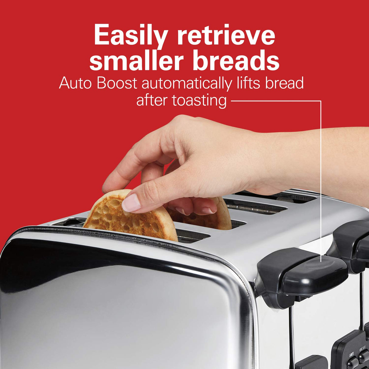 Hamilton Beach 24782 Retro Toaster with Wide Slots, Sure-Toast echnology, Bagel & Defrost Settings, Auto Boost to Lift Smaller Breads, 4 Slice, Polished Stainless Steel Hamilton Beach