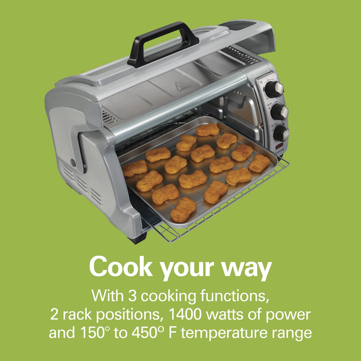 Hamilton Beach 6 Slice Countertop Toaster Oven With Easy Reach Roll-Top Door, Bake, Broil & Toast Functions, Auto Shutoff, Silver (31127D) Hamilton Beach