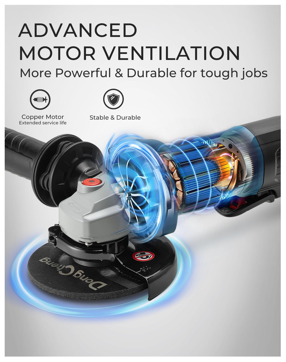 DongCheng 9.2 Amp Power Angle Grinders, 4-1/2 in., 11800RPM, Tool-Free Guard, Electric Metal Grinder Tool, Small Corded Angle Grinder, Paddle Switch, Shockproof Handle for Cutting, Grinding, Polishing Dong Cheng