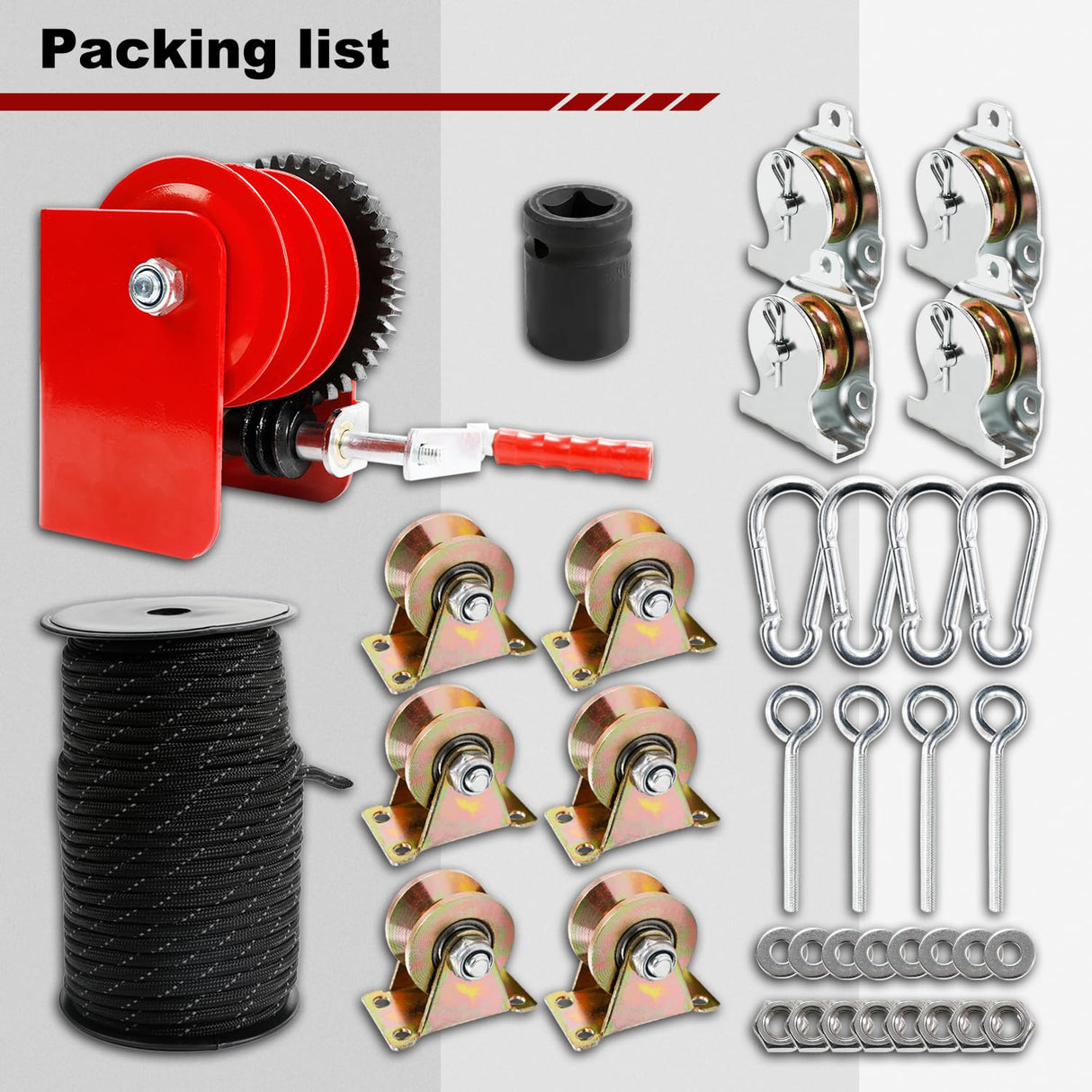 Overhead Garage Storage Lift Hoist, Heavy-duty Ceiling Mounted Garage Storage Lift System for Organization - Supports 8-16ft Ceilings, 300lbs Weight, Easy Installation & Operation (Deck Not Includ) DNShorix