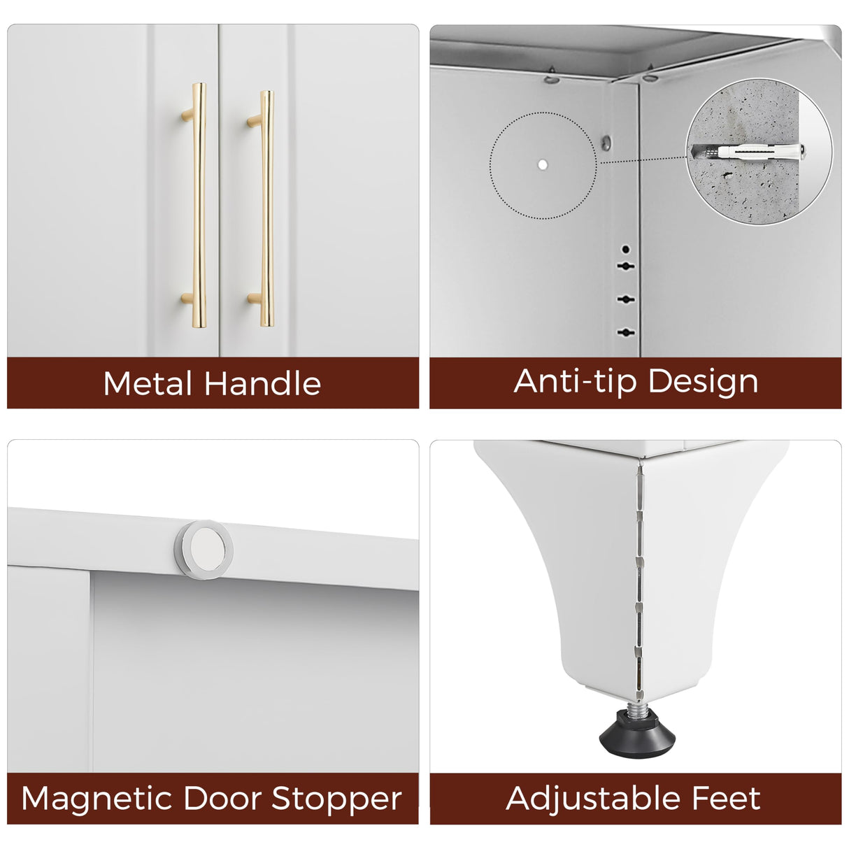 Kubohogar 75" Kitchen Pantry Cabinet with 3 Drawers, Metal Storage Cabinets with Doors and Adjustable Shelves, Tall White Pantry for Dinning Living Room Kubohogar