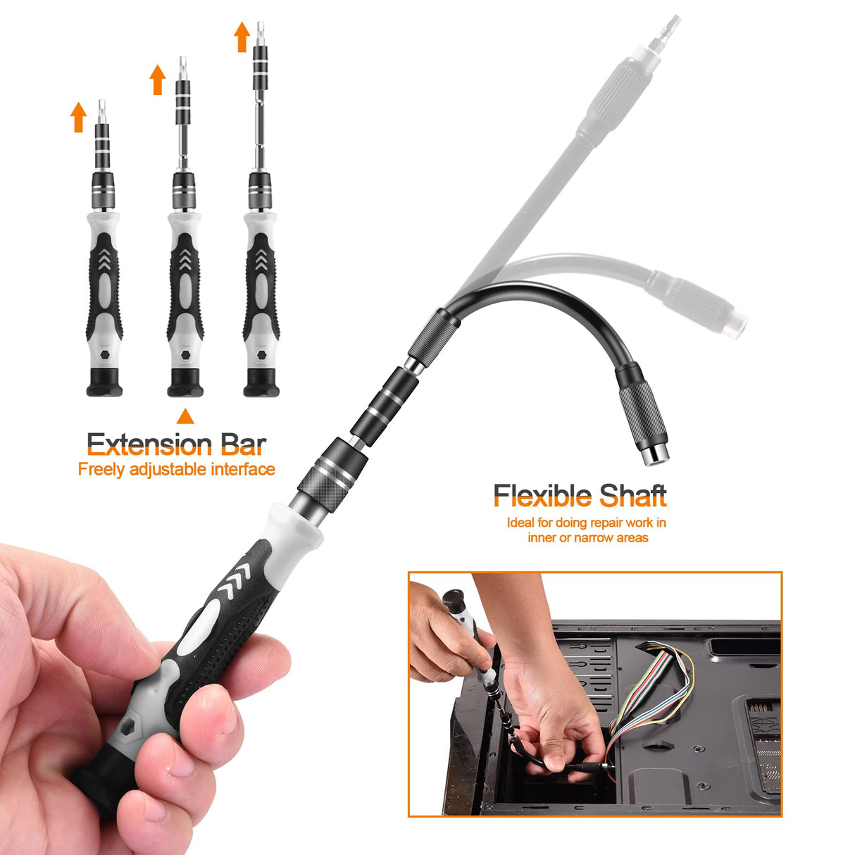 NECAMOCU Precision Screwdriver Set, Professional Grade 115 in 1 Magnetic Repair Tool Kit for Electronics, Computer, iPhone, Laptop, Game Console, Watch, Eyeglasses, Modding, and DIY Projects Necamocu