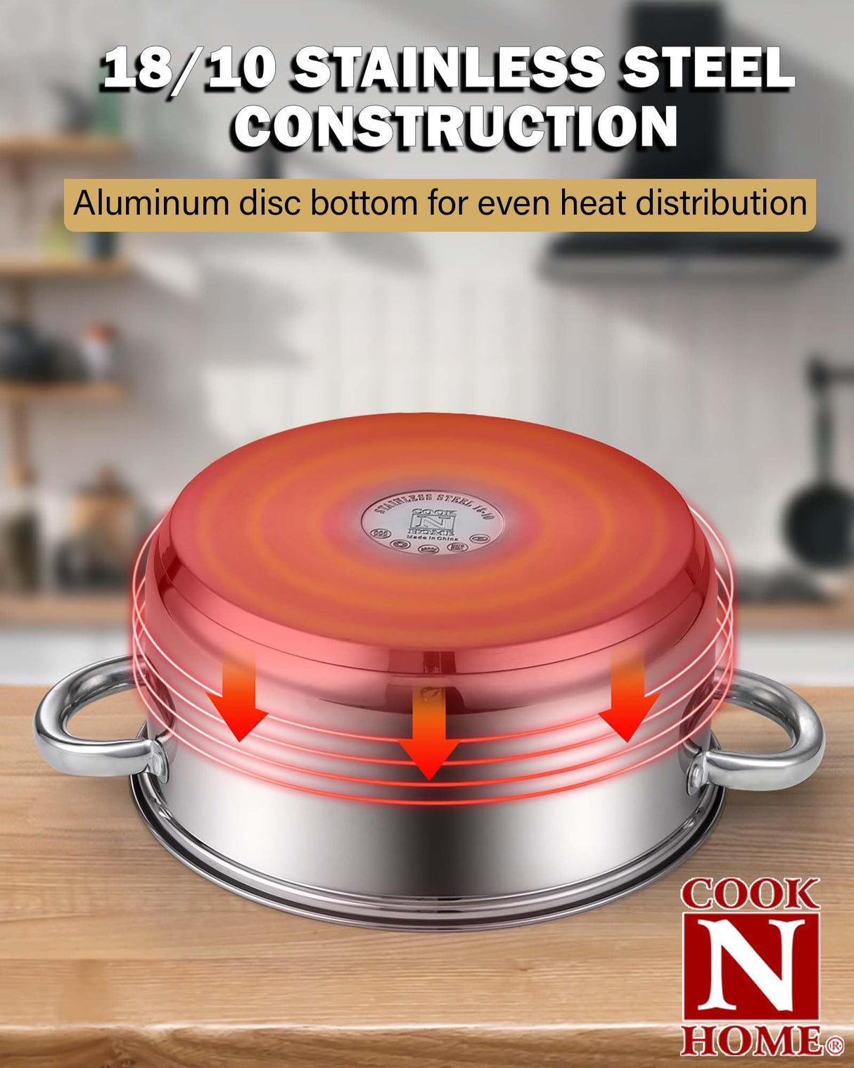 Cook N Home Kitchen Cookware Sets, 12-Piece Basic Stainless Steel Pots and Pans, Silver Cook N Home