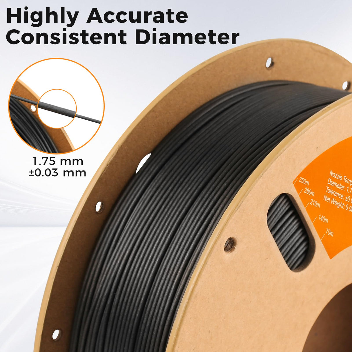 ERYONE Polypropylene Filament 1.75mm +/-0.03mm for 3D Printer, 3D Printing Filament PP 900g/Spool, Black ERYONE