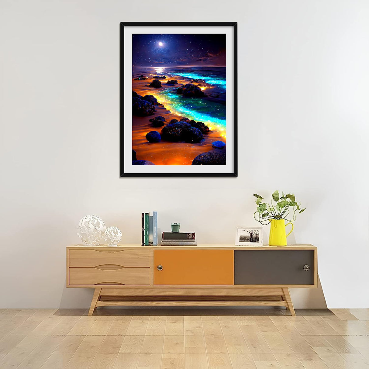 Yunnuo Diamond Art Kits for Adult,Moonlight Beach Diamond Painting for Beginners,DIY Full Drill Paint with Diamond,Moon Scenery Gem Art and Crafts,Office and Home Wall Decor Gifts (12x16inch) Yunnuo