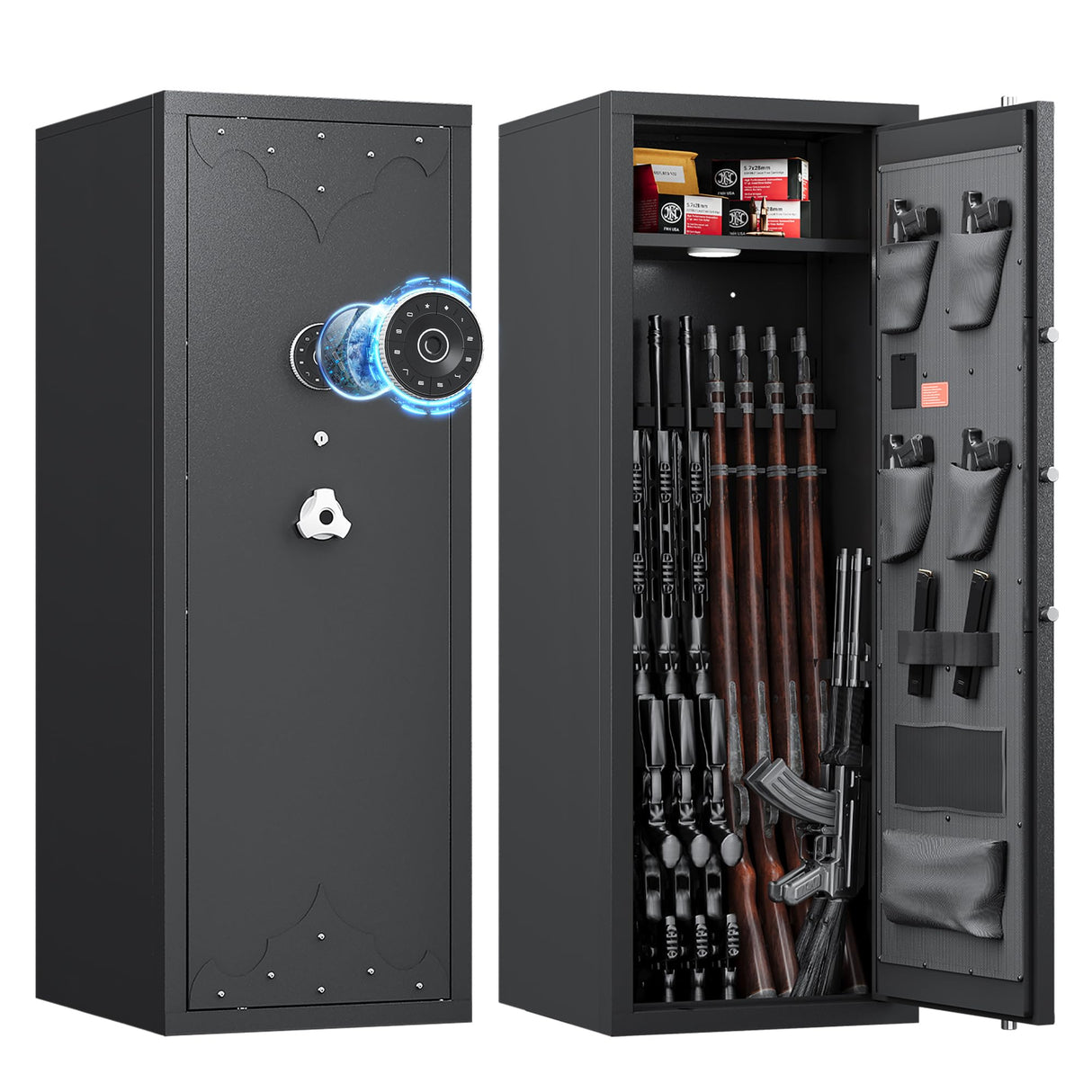 KAER 12-15 Gun Safe, Rifle Safe, Large Gun Safe for Rifles and Pistols, Rifle Safe for Home, Quick Access Gun Cabient with Digital Keypad, Gun Safes with Adjustable Shelves and Pistol Pockets KAER