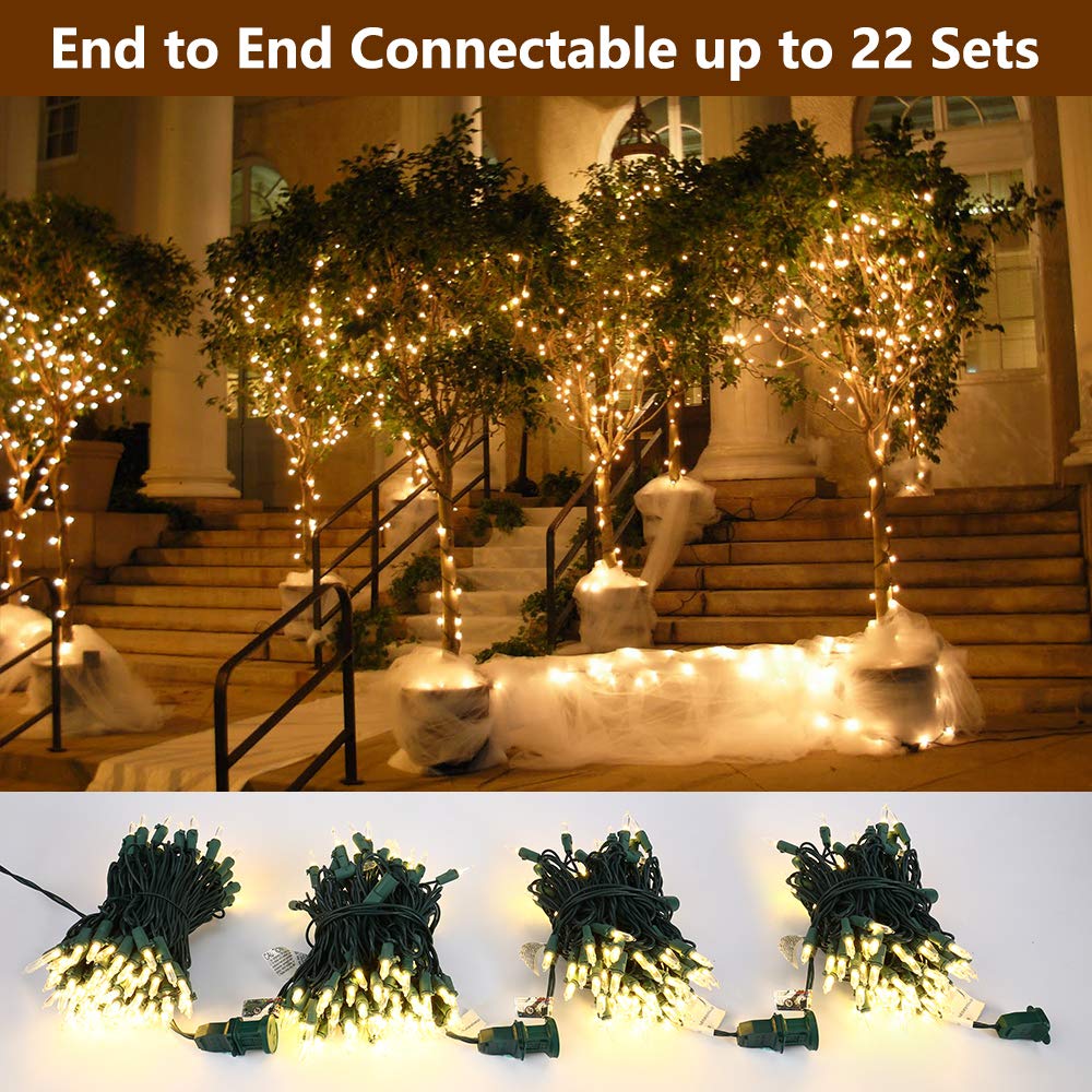 Brizled Warm White LED Christmas Lights, 2 Pack 33ft 100 Lights, Connectable for Trees, Home, Party, Indoor and Outdoor Decor Brizled