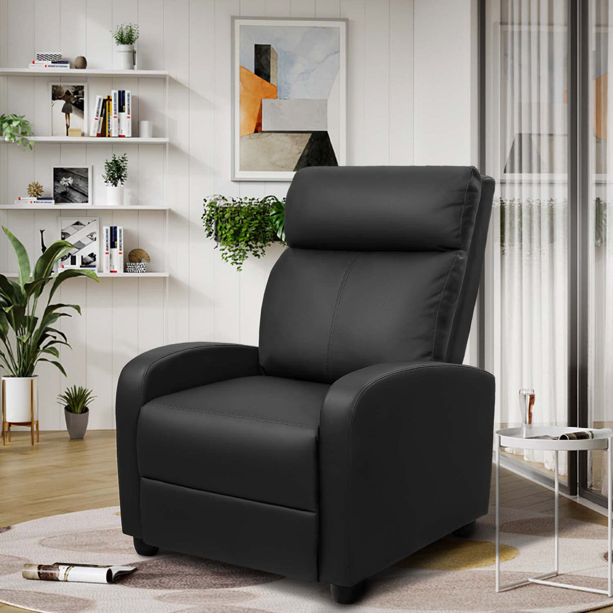 Devoko Massage Recliner Chair Home Theater Seating Pu Leather Modern Living Room Chair Furniture with Padded Cushion Reclining Sofa Chairs (Black) Devoko