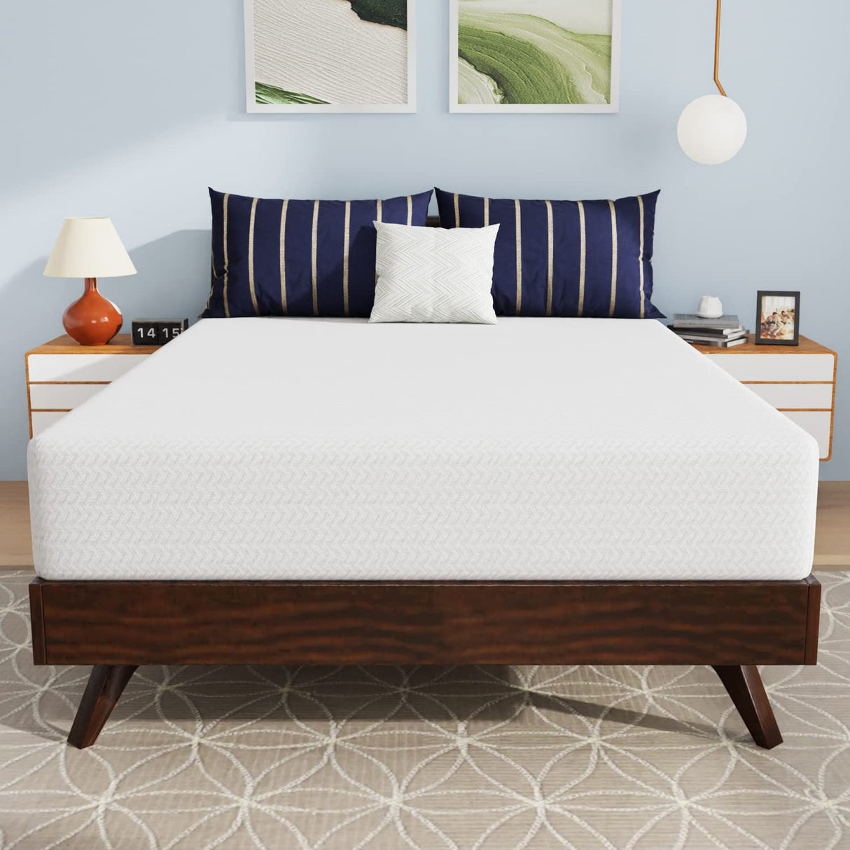 PayLessHere 10 Inch Bamboo Charcoal Gel Memory Foam Mattress CertiPUR-US Certified Removable Soft Cover Full mattresses for Bed Frame, Bunk Bed, Trundle, Daybed,White PayLessHere