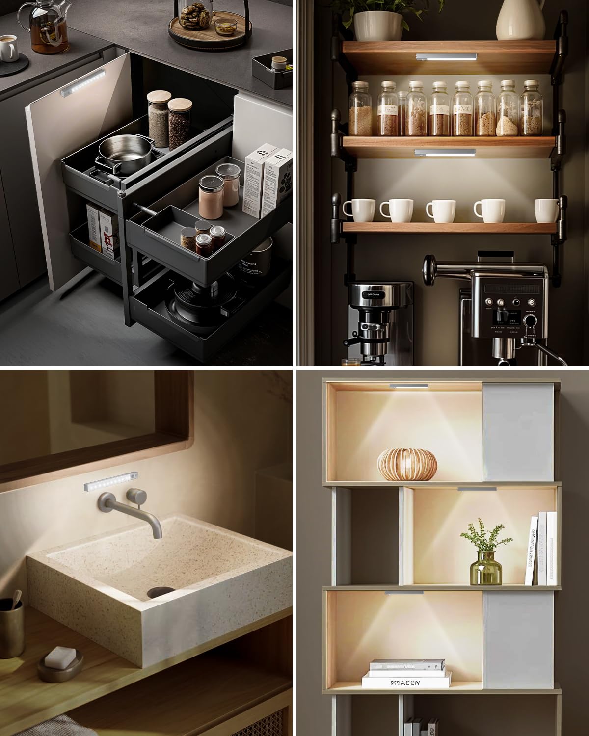 Goodea 6 Pack Led Under Cabinet Lights Wireless with Charging Station, 7’’ Rechargeable Motion Sensor Light Indoor, Dimmable Closet Lights for Cabinets, Bookshelf, Stair, Hallway Goodea