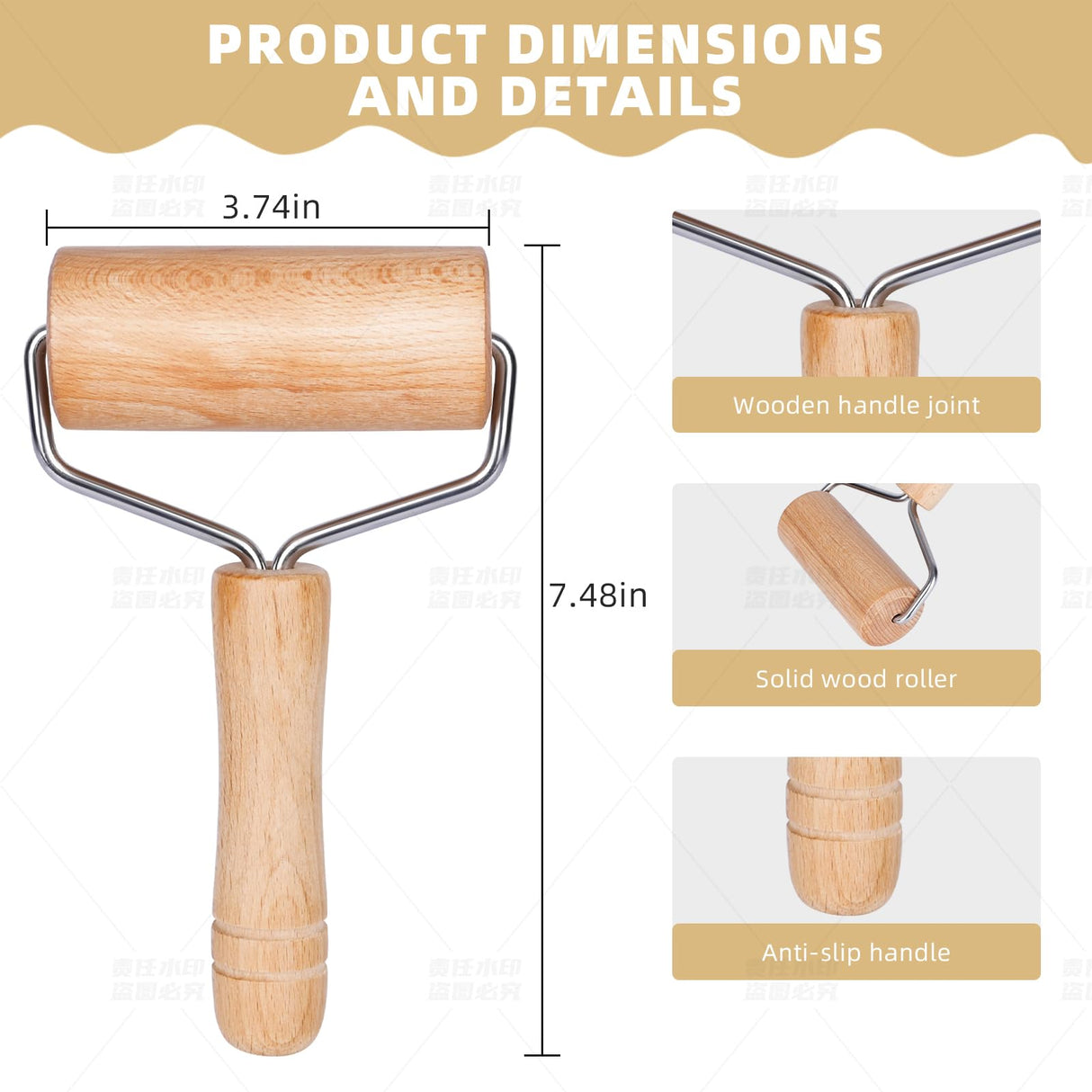 Dmikcav Rolling Pin, Wooden Rolling Pins For Baking, Pizza Dough Roller, Not Easy To Crack, Non-Stick Wood Pastry Roller, Essential Kitchen Utensils. Dmikcav