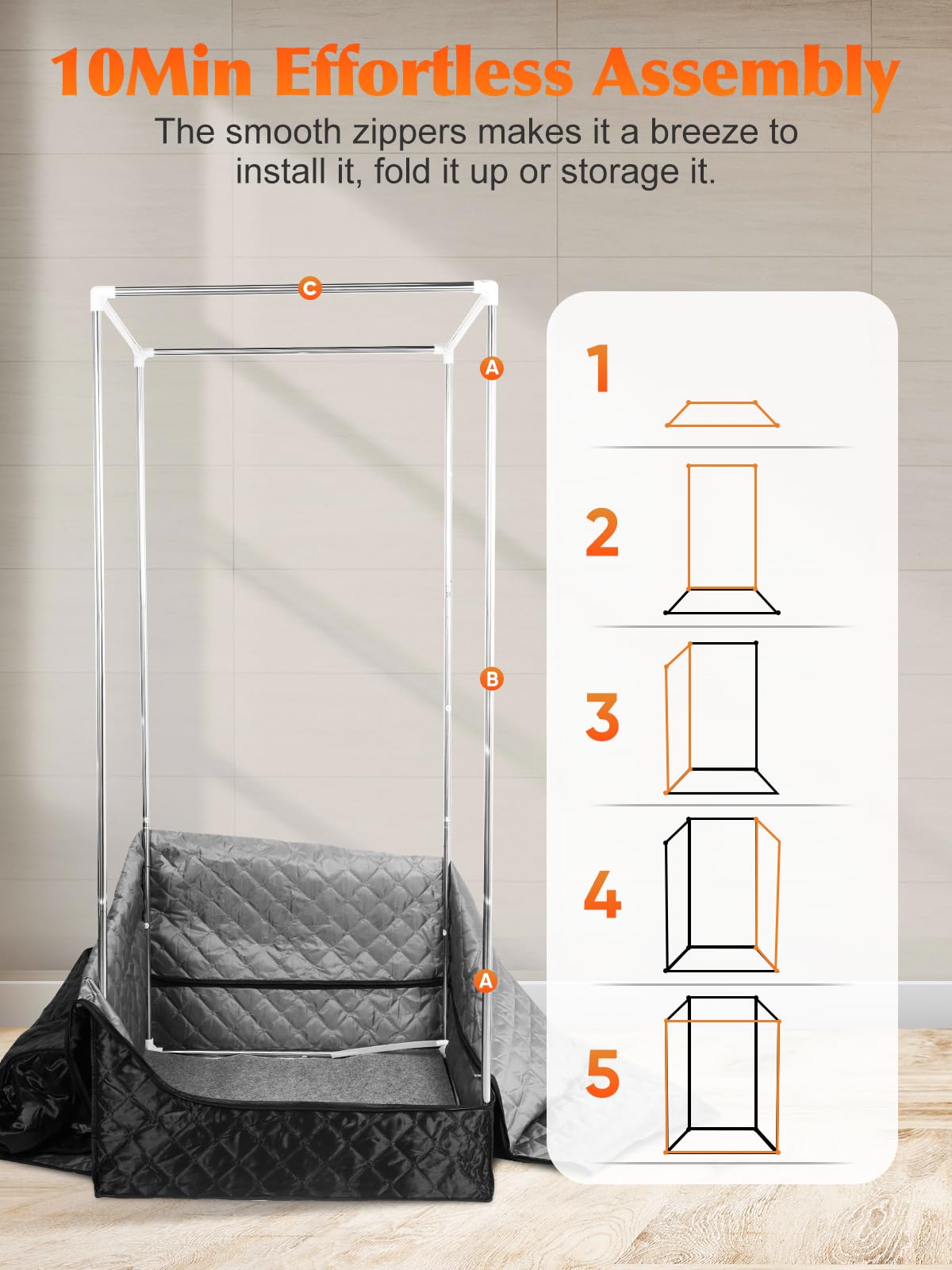 Portable Sauna Box for Home, Personal SPA Steam Sauna with 5 Min Fast Heating &15 Levels Heat, Warm Sauna Tent with 3L/1200W Steamer, Folding Chair, Remote Control for Body Relaxation, 32" x 32" x 71" PQH