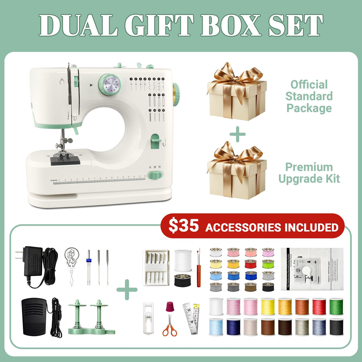 Lastempa Mini Dual-Speed SewingMachine Double Needle & Double Thread16 Stitch Modes Beginner-FriendlyHousehold Sewing Machine | ldeal forAdults & Beginners Lastempa