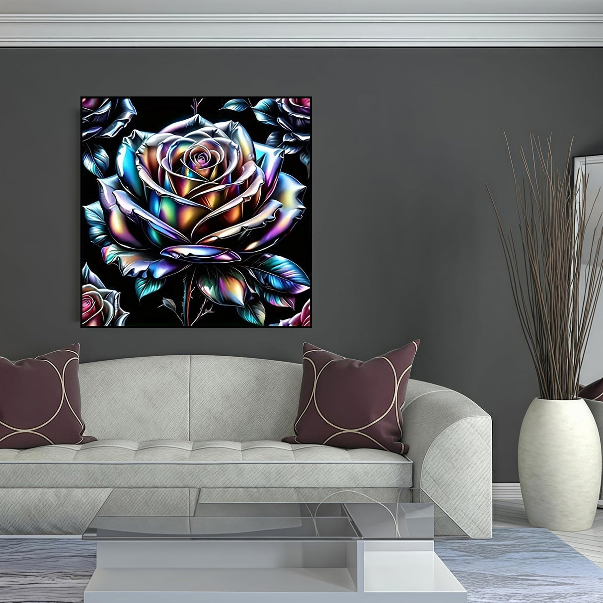 CHWGLFGG 5D Diamond Art Kits for Adults Beginners, Rose Flower Diamond Painting Kits, DIY Full Round Drill Paint by Diamonds Dot Gem Art for Adults, Home Wall Decor 13.7X 13.7 Inch CHWGLFGG