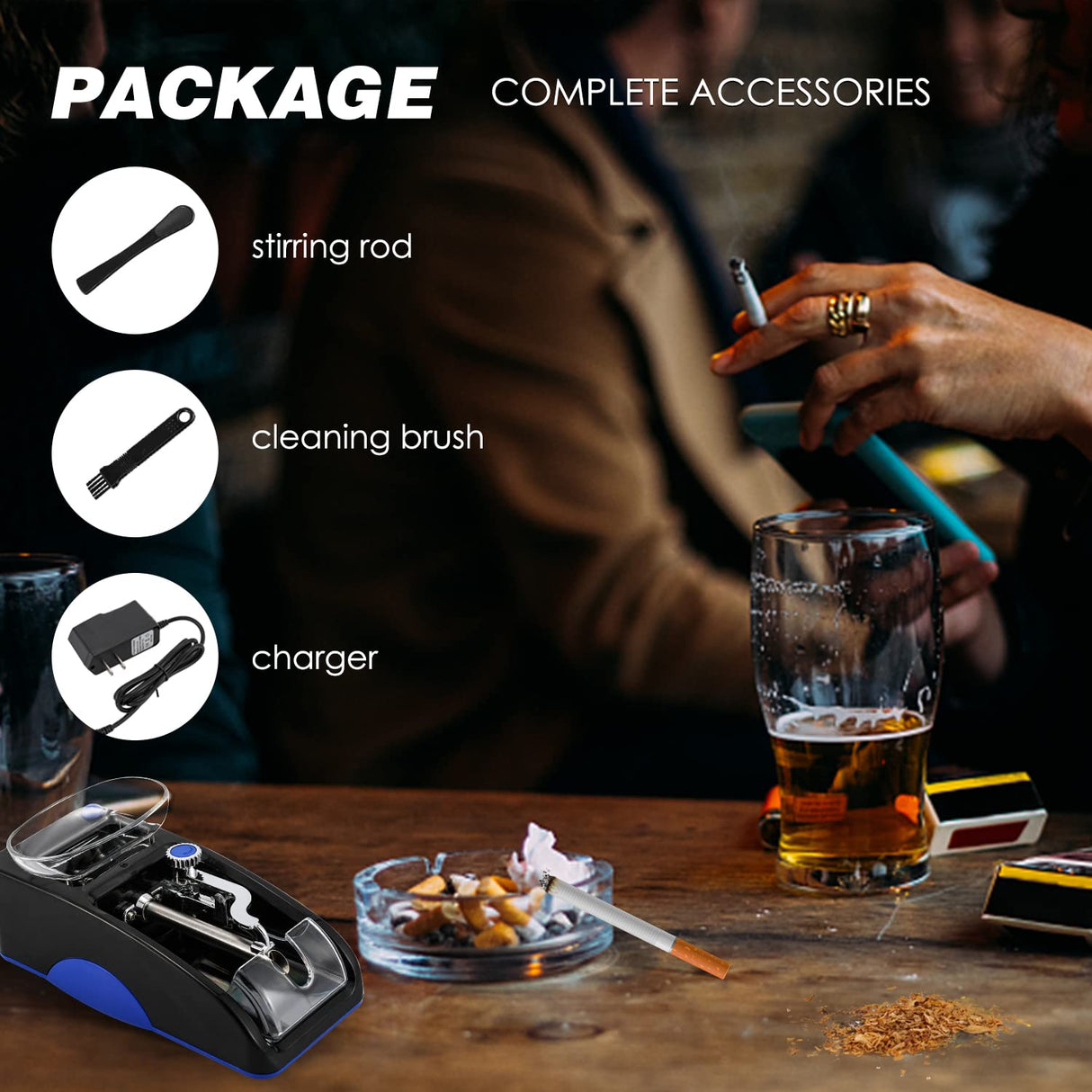 NEWTRY Cigarette Rolling Machine, Automatic Roller, Electric Mini Tobacco Injector(Blue) NEWTRY