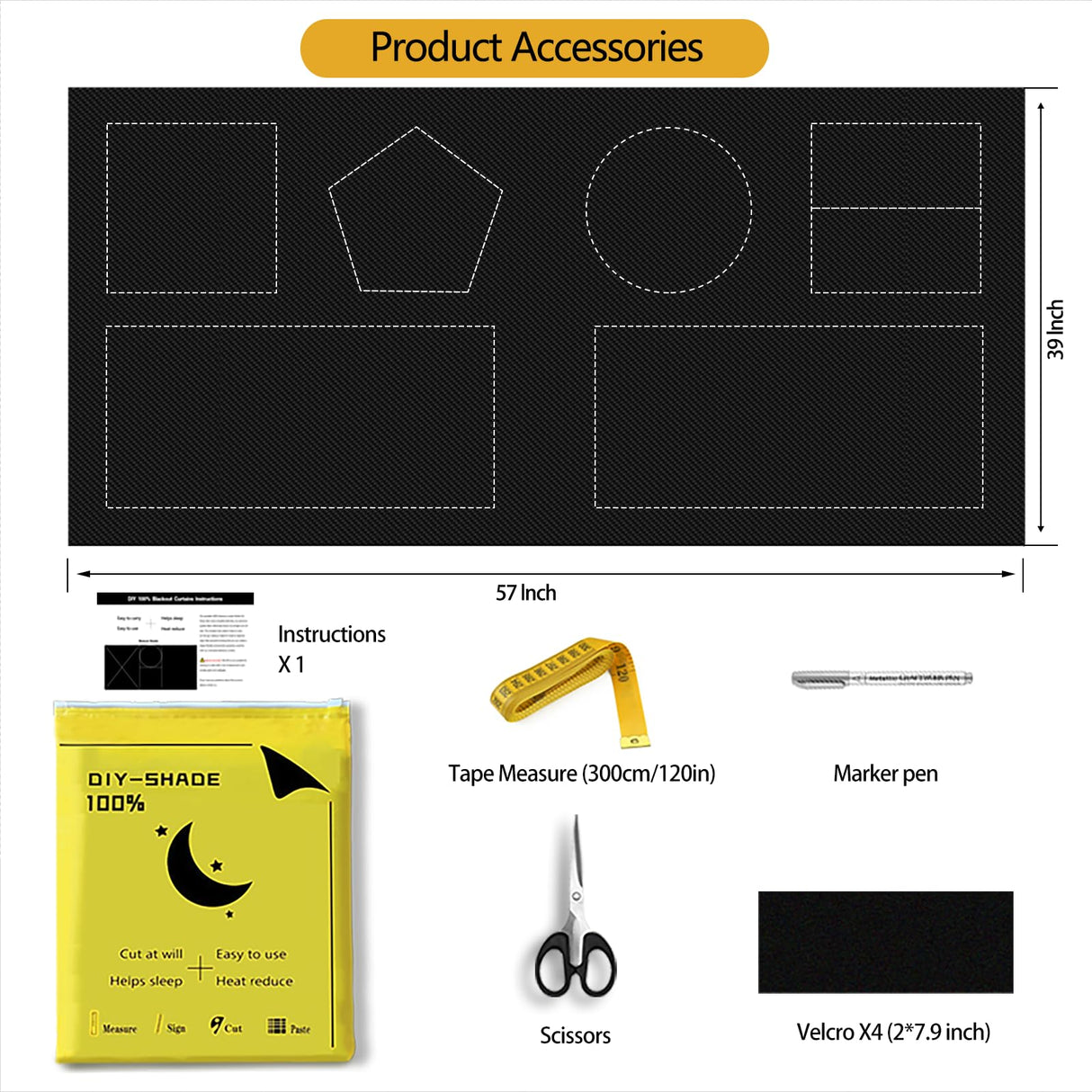 Portable Blackout Curtains - (39" x 57") 100% Windows Blackout Curtains for Bedroom, Temporary Shades & Blinds for Window, Home, Baby Room, Dorm Room, Rv, Office, Nursery, Travel Auzoe