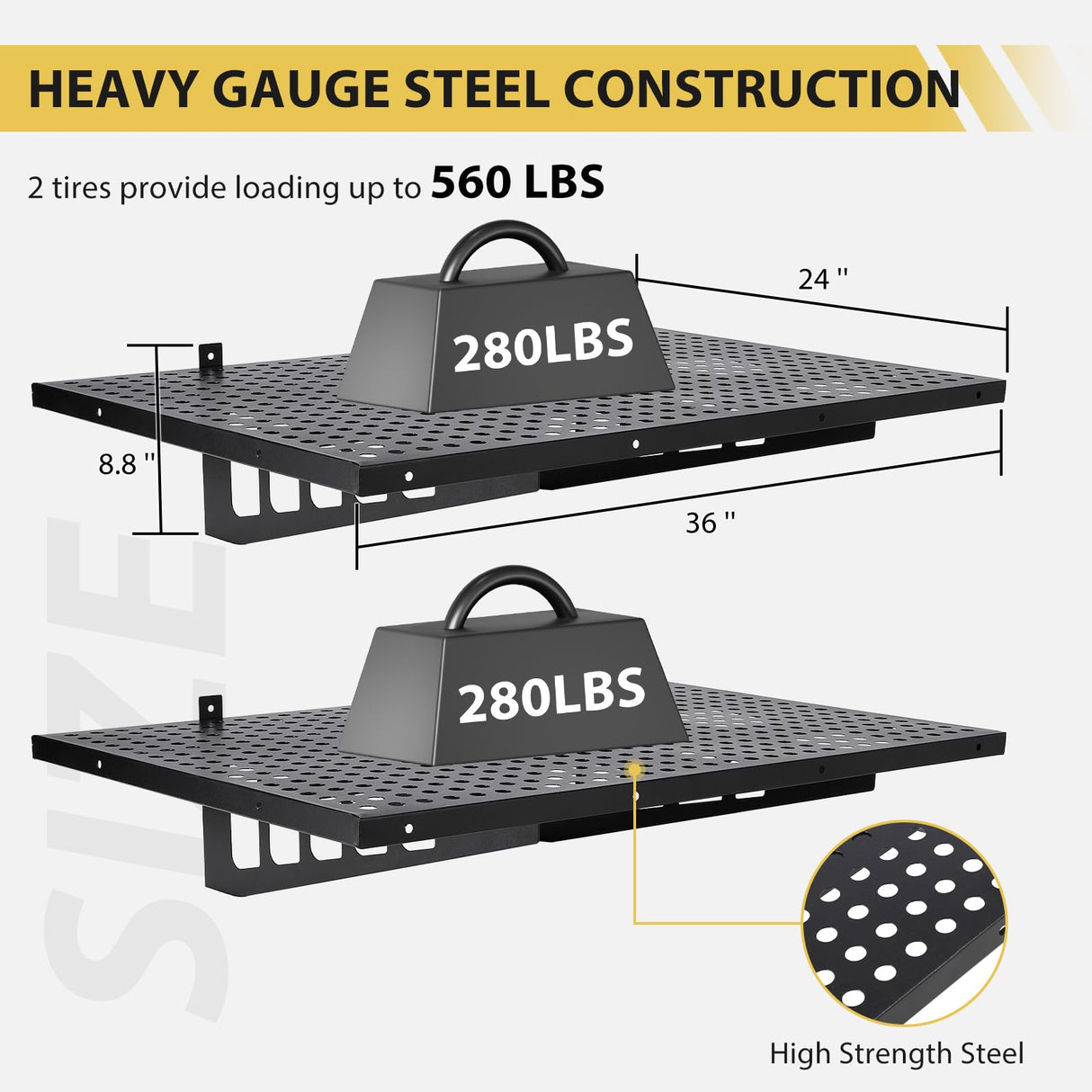 GarveeTech 2-Pack 1x6 ft Garage Wall Shelving Heavy Duty Wall Shelves Garage Storage Racks Wall Mounted Garage Shelves Floating Shelves, 600 LBS Load Capacity GarveeTech