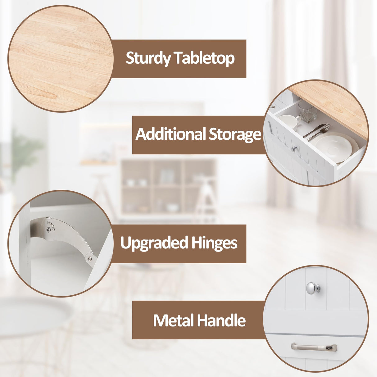 AHB 13 Gallons Tilt Out Trash Cabinet Kitchen Trash Bin Cabinet Free Standing Recycling Trash Can Cabinet with Hideaway Drawers Pet Proof Trash Can Holder for Kitchen Living Room, White AHB