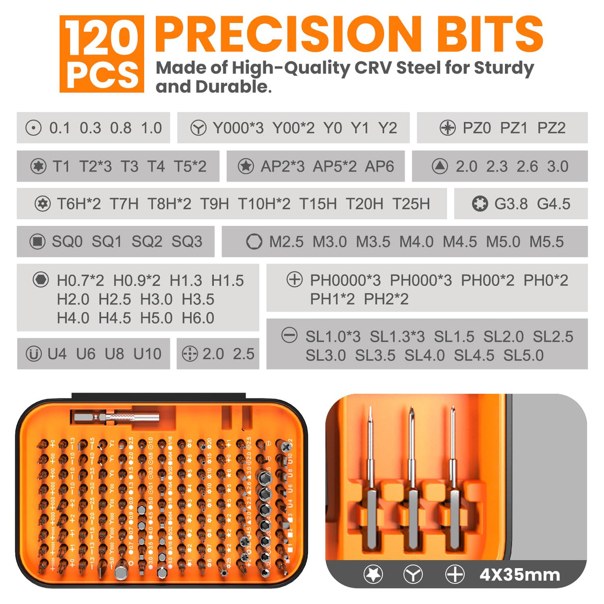 150 IN 1 Precision Screwdriver Set, 120 Bits Full Range Small Screwdriver Set, Magnetic Mini Repair Tool Kit for Ring Doorbell, Laptop, Switch, PS5, Xbox, Macbook, iPhone, Watch, Glasses - Orange Cazeyoo