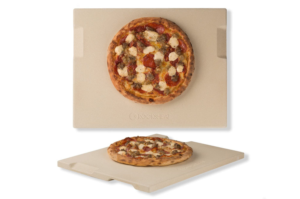 ROCKSHEAT Pizza Stone, 15"x12" Rectangular Pizza Stone for Oven Grill BBQ, Cordierite Baking Stone for Bread, Unique Built-in 4 Handles Cooking Stone ROCKSHEAT