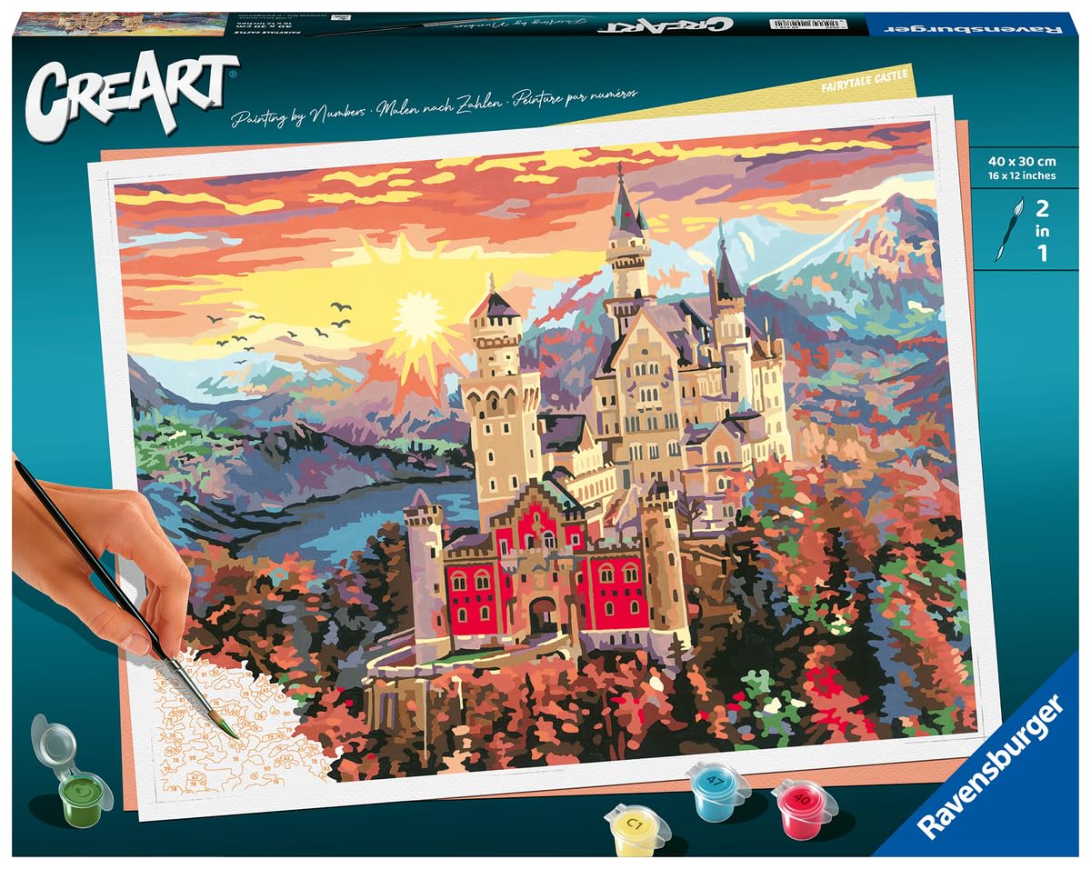 Ravensburger CreArt Fairytale Castle Paint by Numbers Kit for Adults - Painting Arts and Crafts for Ages 14 and Up Ravensburger