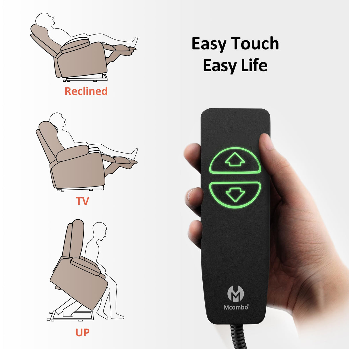 MCombo Large Power Lift Recliner Chair with Massage and Heat for Tall Elderly People, 3 Positions, Cup Holders, and USB Ports, Faux Leather 7516 (Large, Dark Brown) MCombo